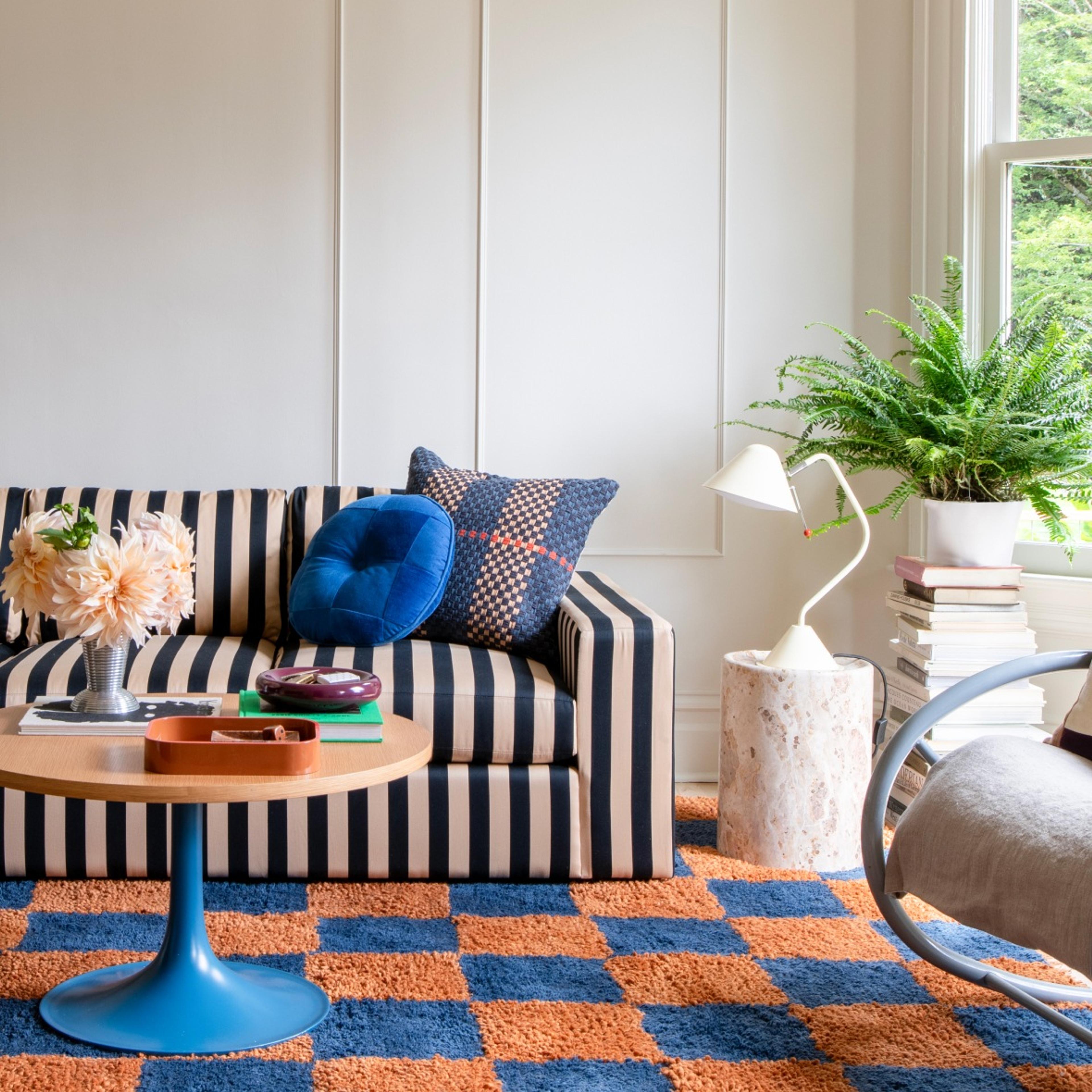 Striped Sofa In Living Room 