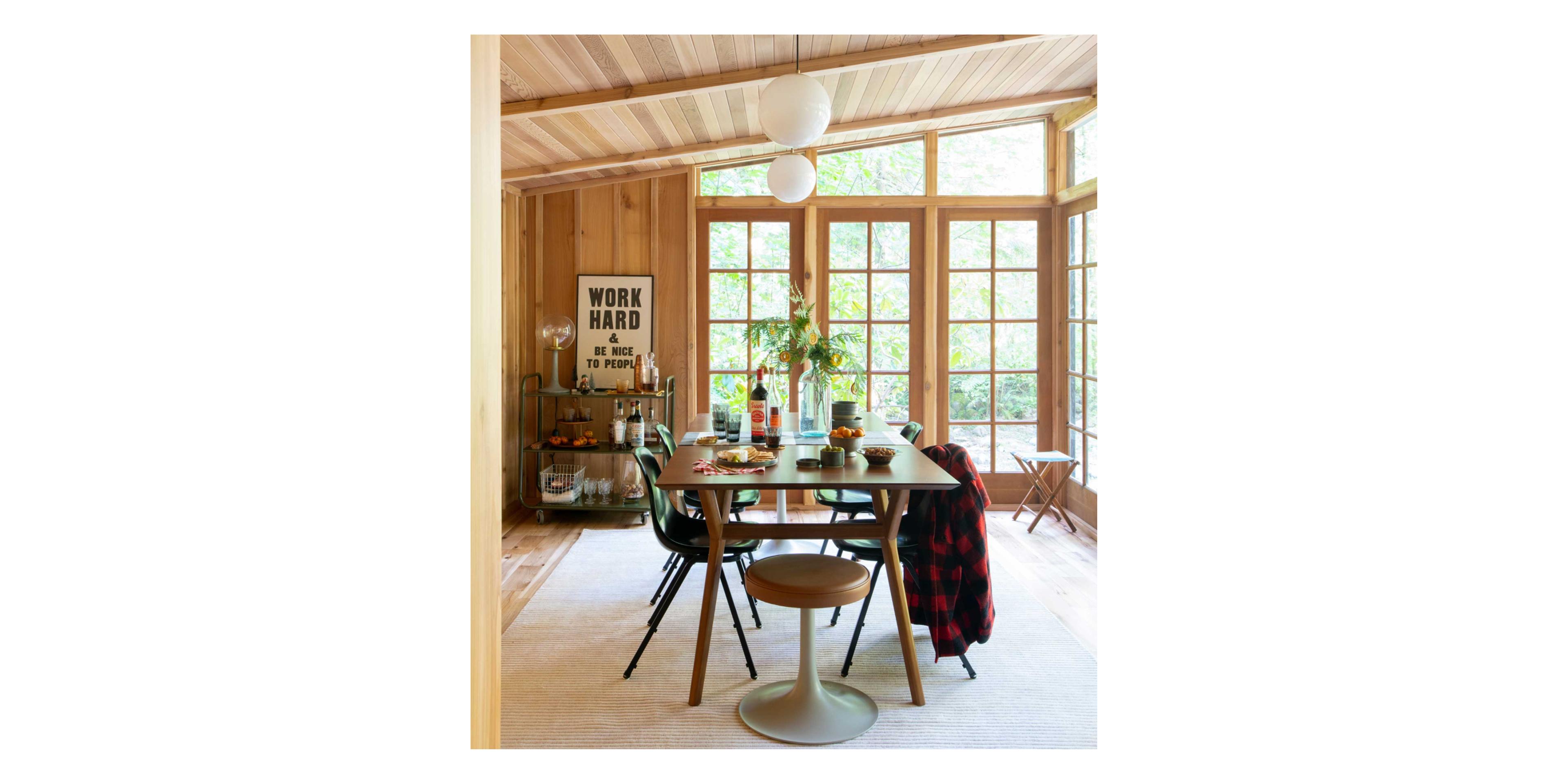dining room table setting with rustic decor