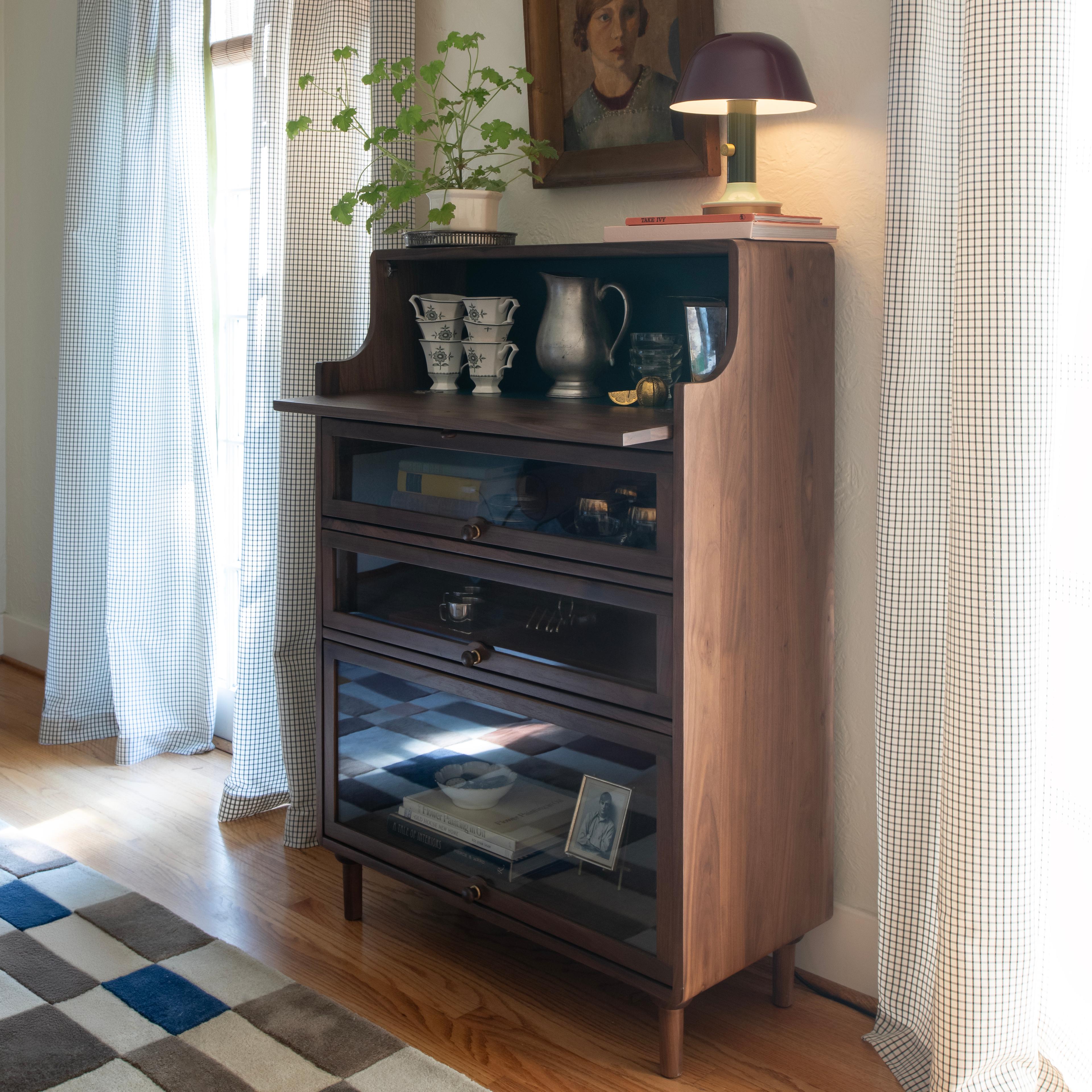 Barrister cabinet in dining room.