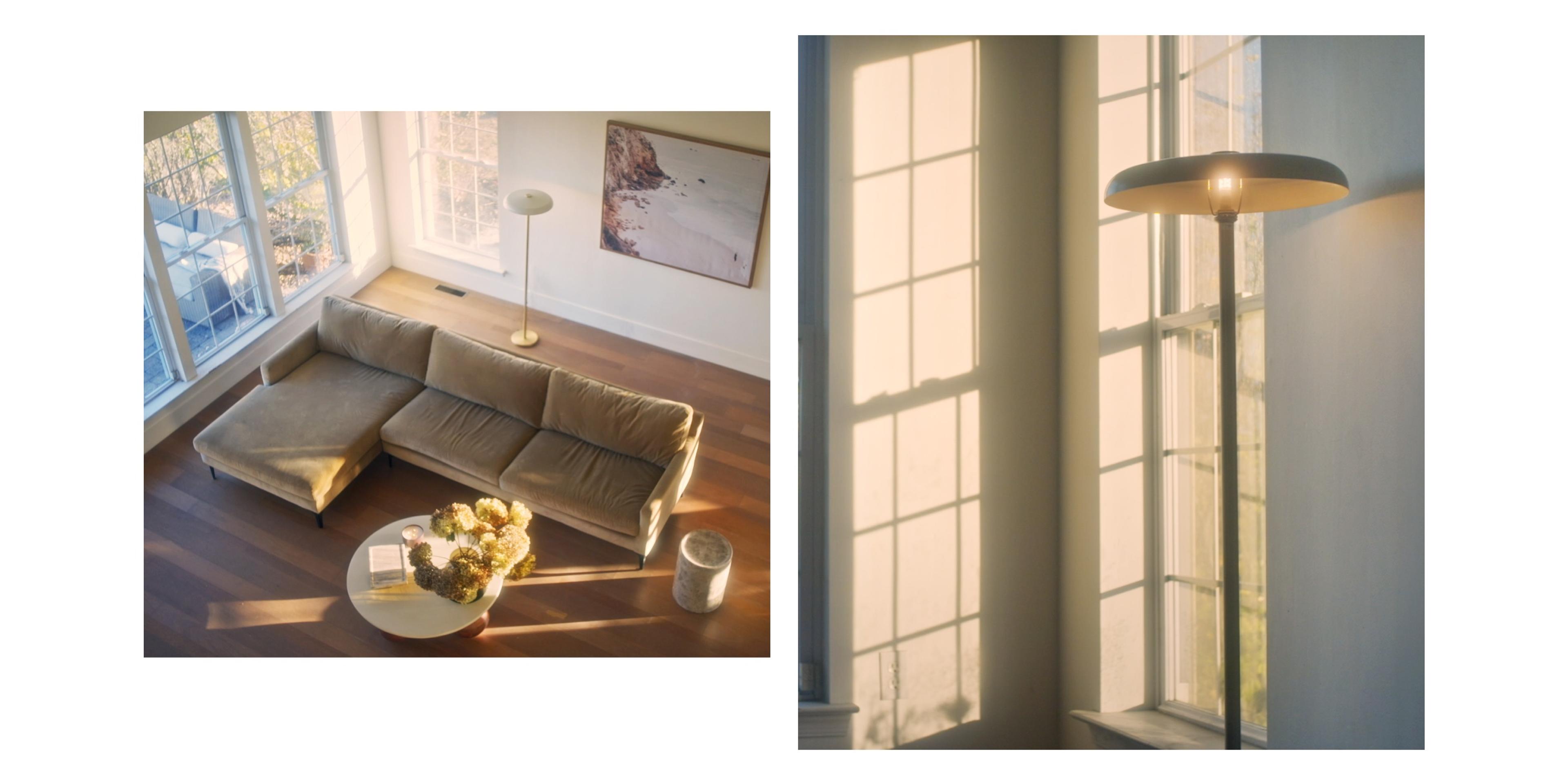 livingroom with sectional couch and natural light coming through