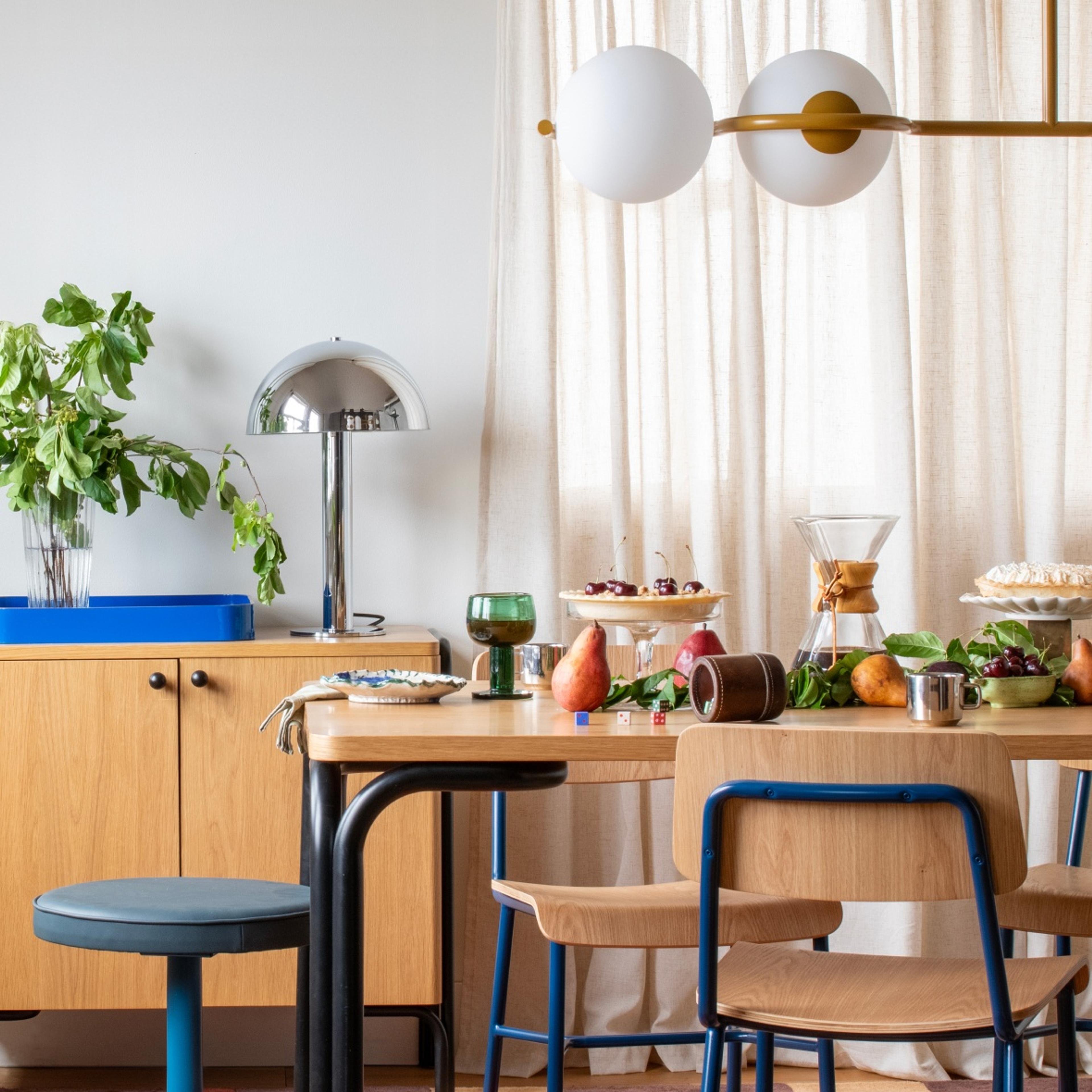 Colorful Dining Room with Forma Table and Cole Dining Chairs