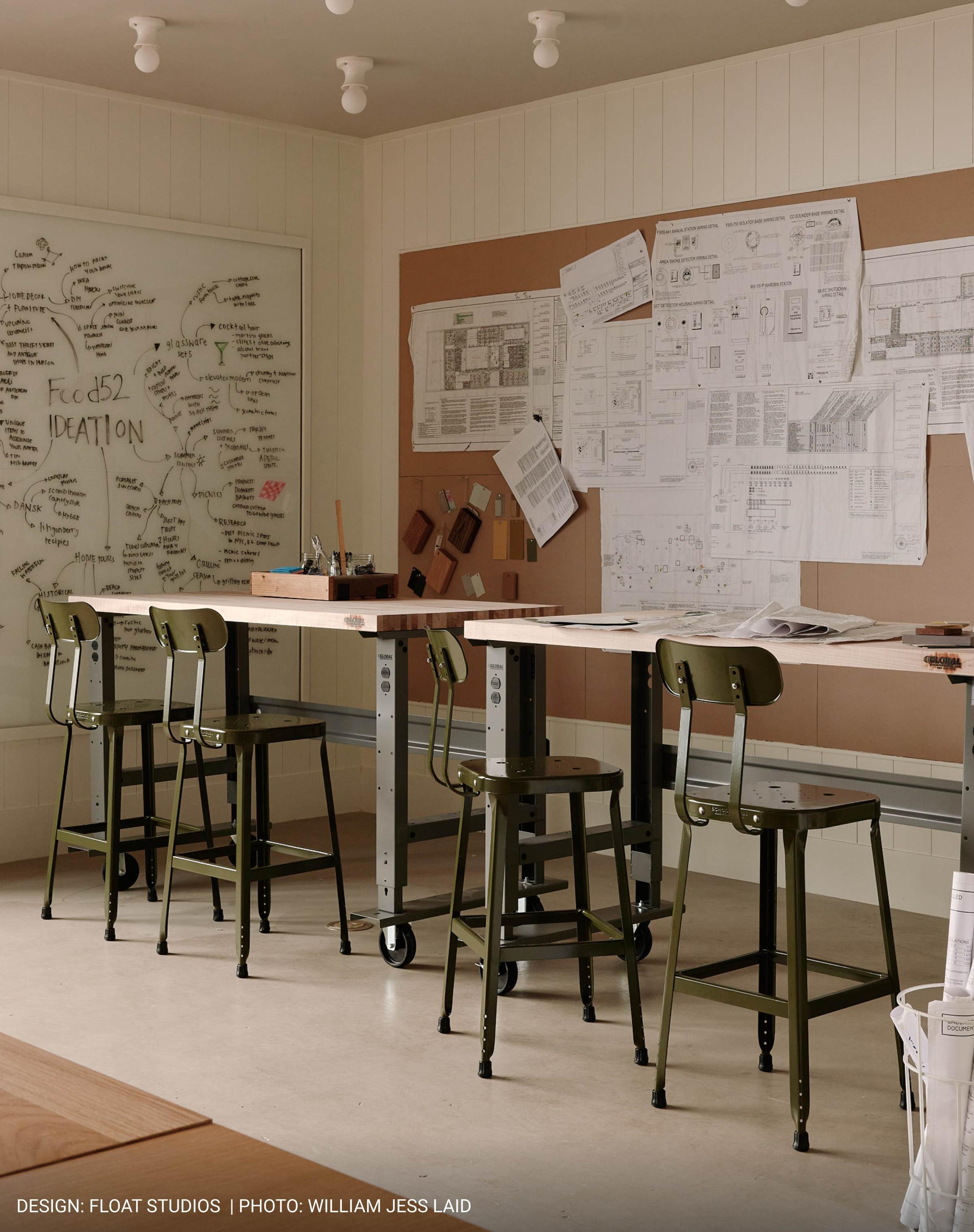 Whiteboard with desk around it