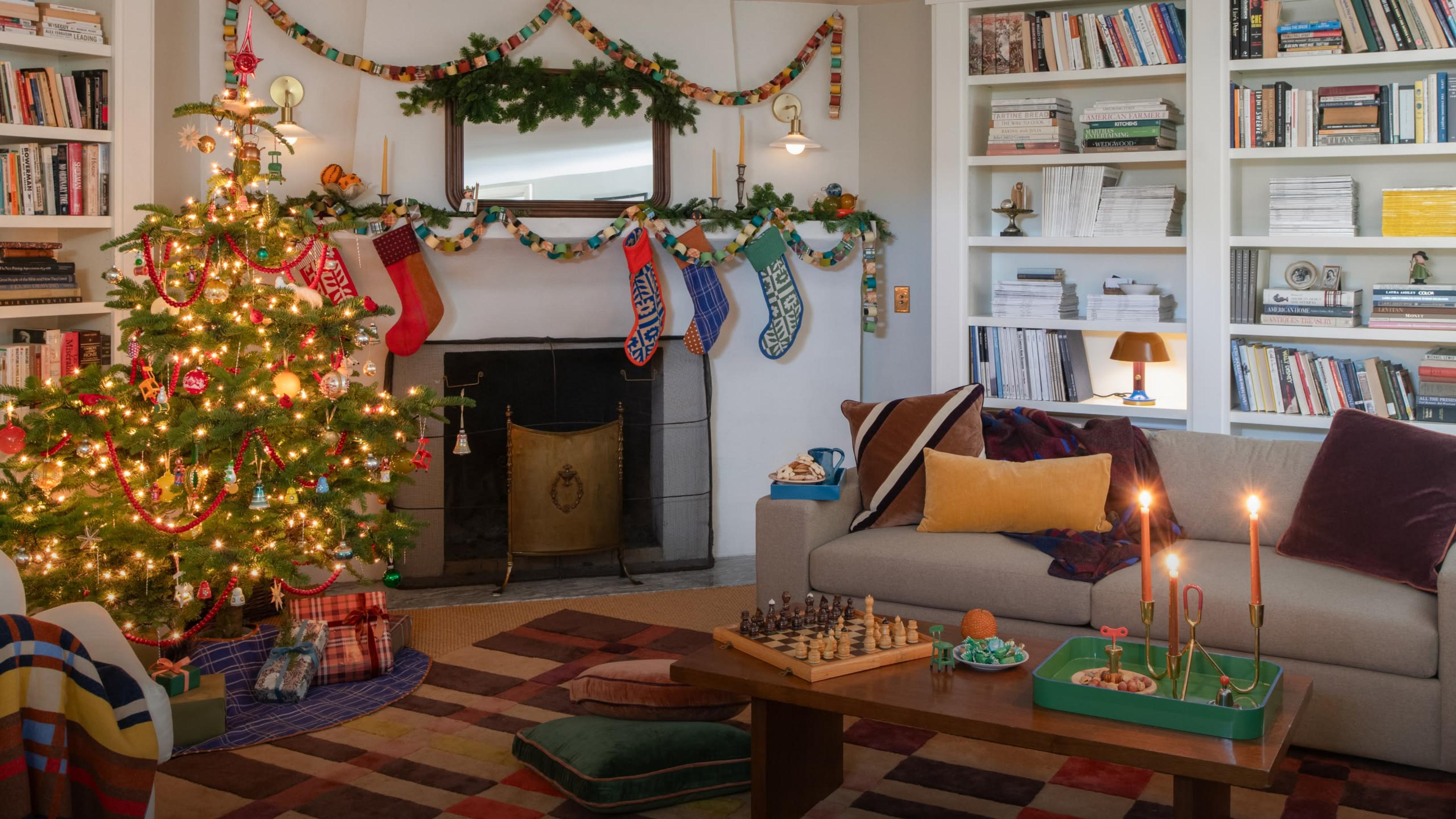 Cheerful home decorated for the holidays