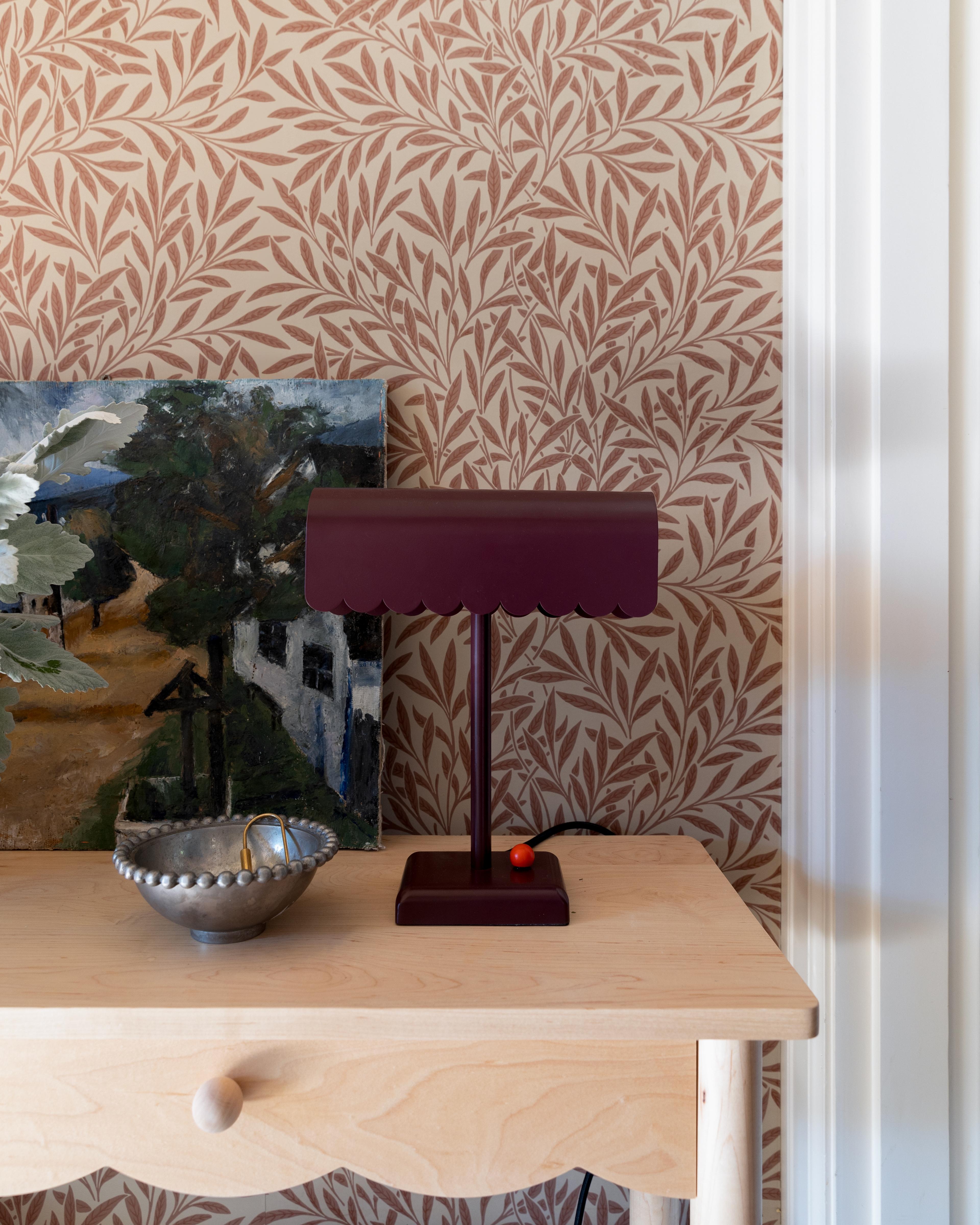 Wallpapered entryway. 