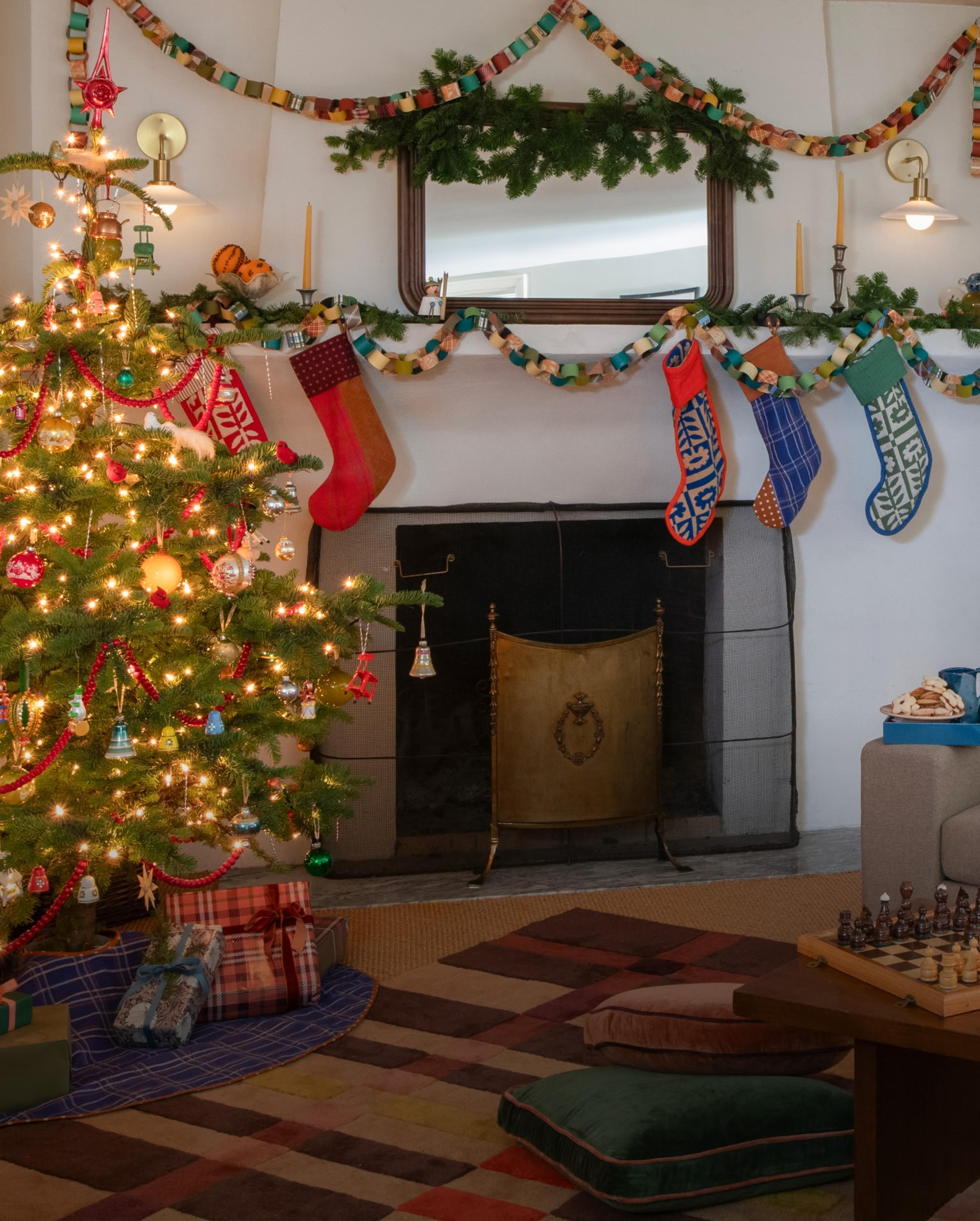 Cheerful home decorated for the holidays