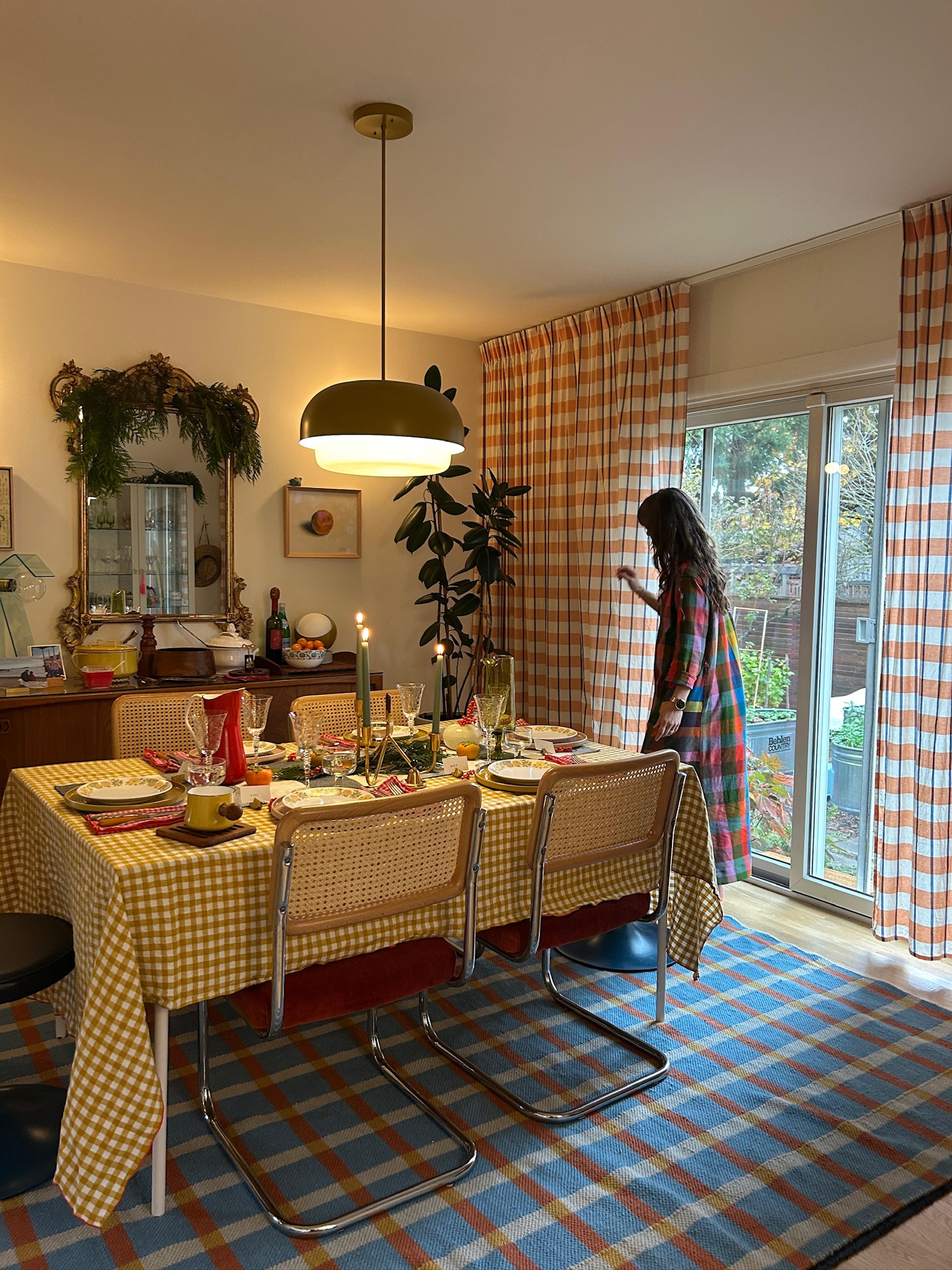 Katie setting the holiday table.