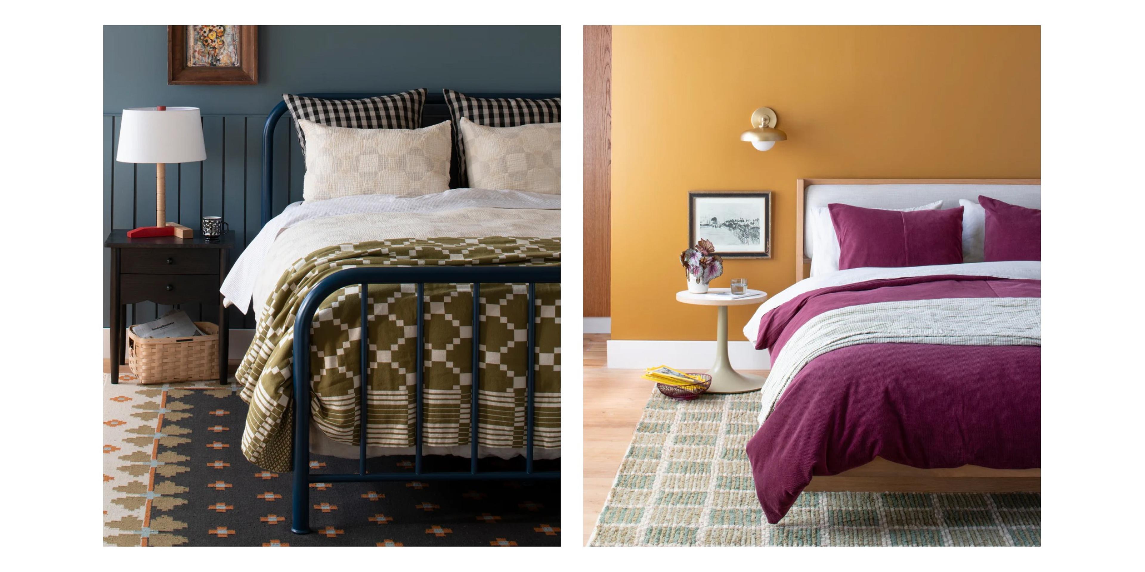 Eclectic, colorful bedrooms.
