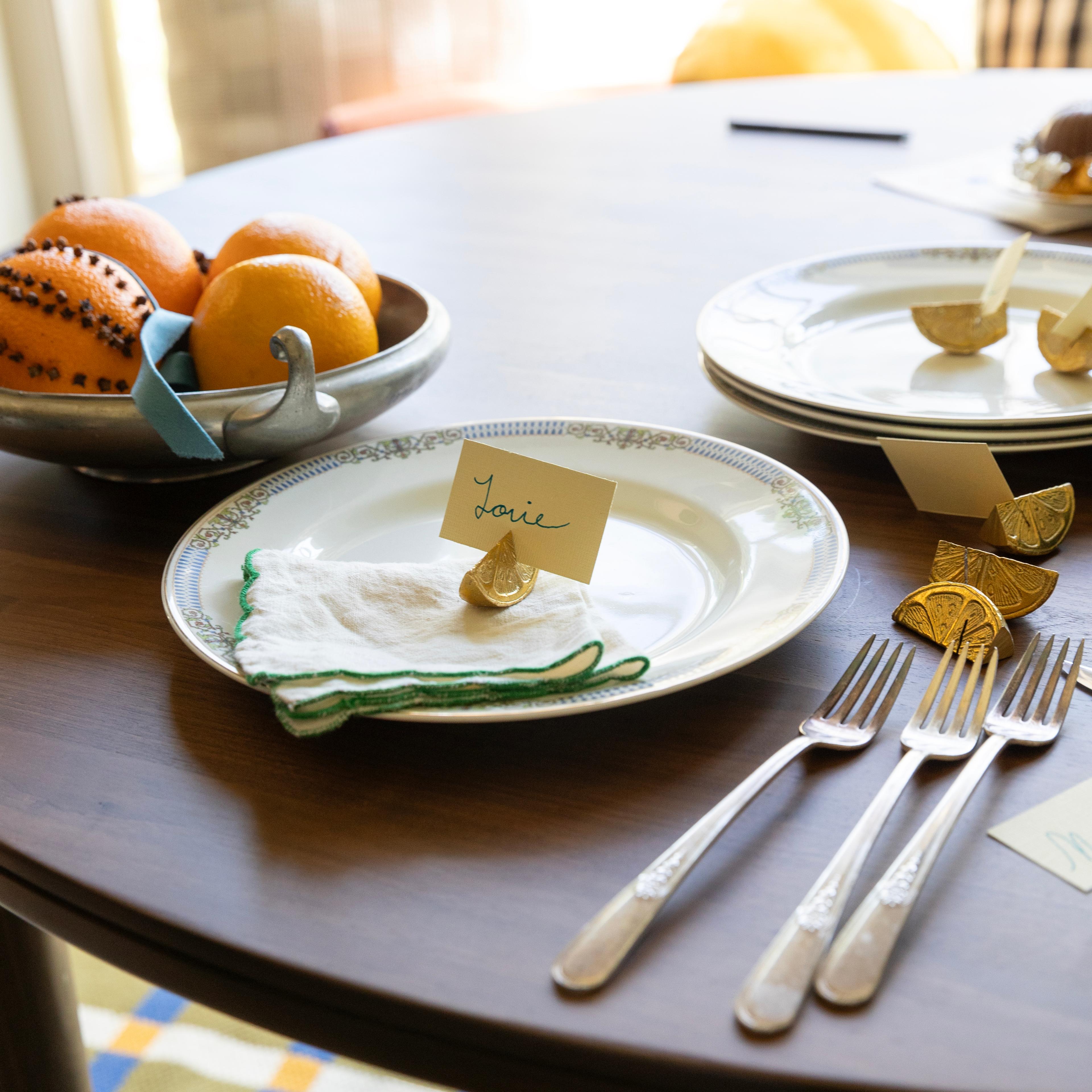 Clementine place card set on table.