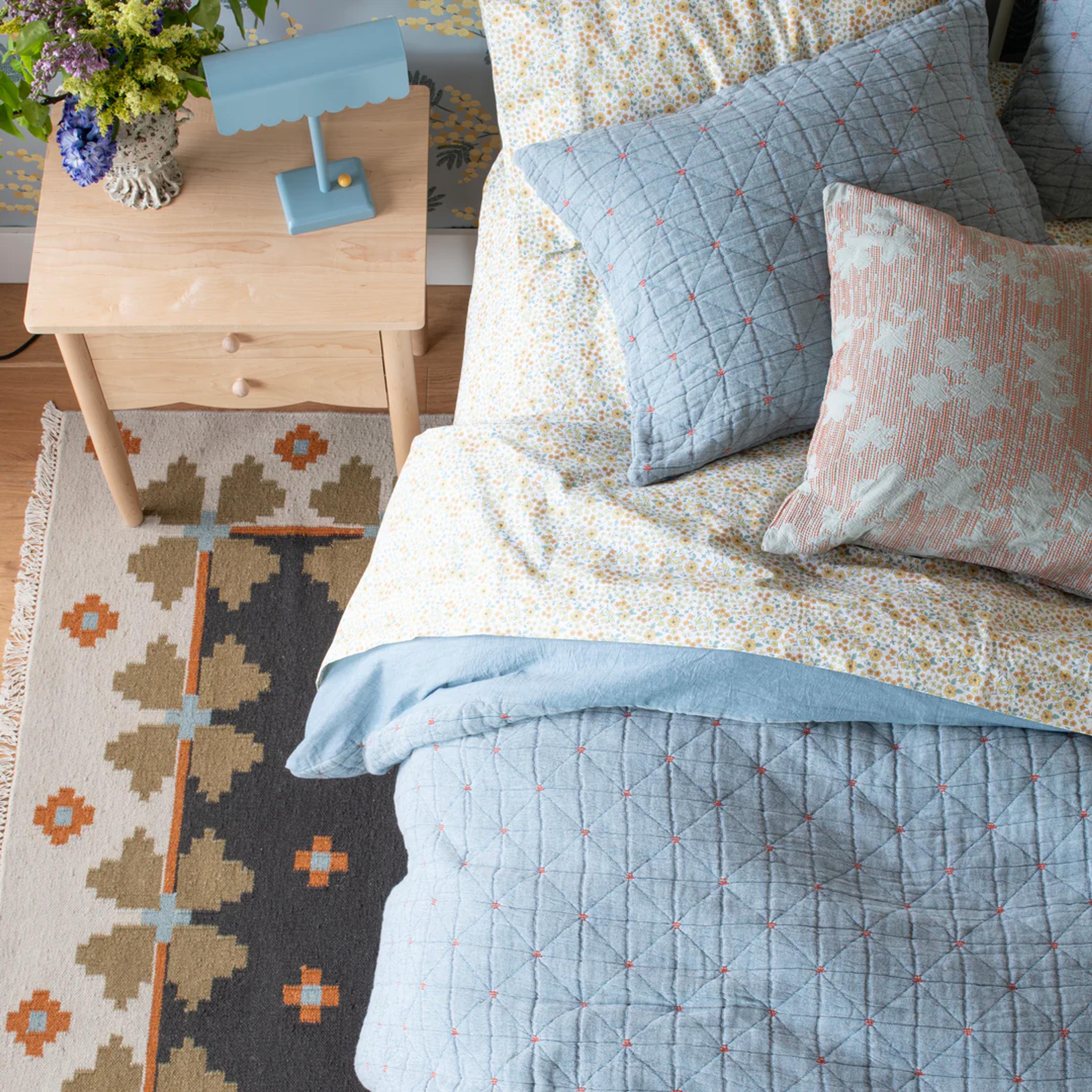 Cozy bed.