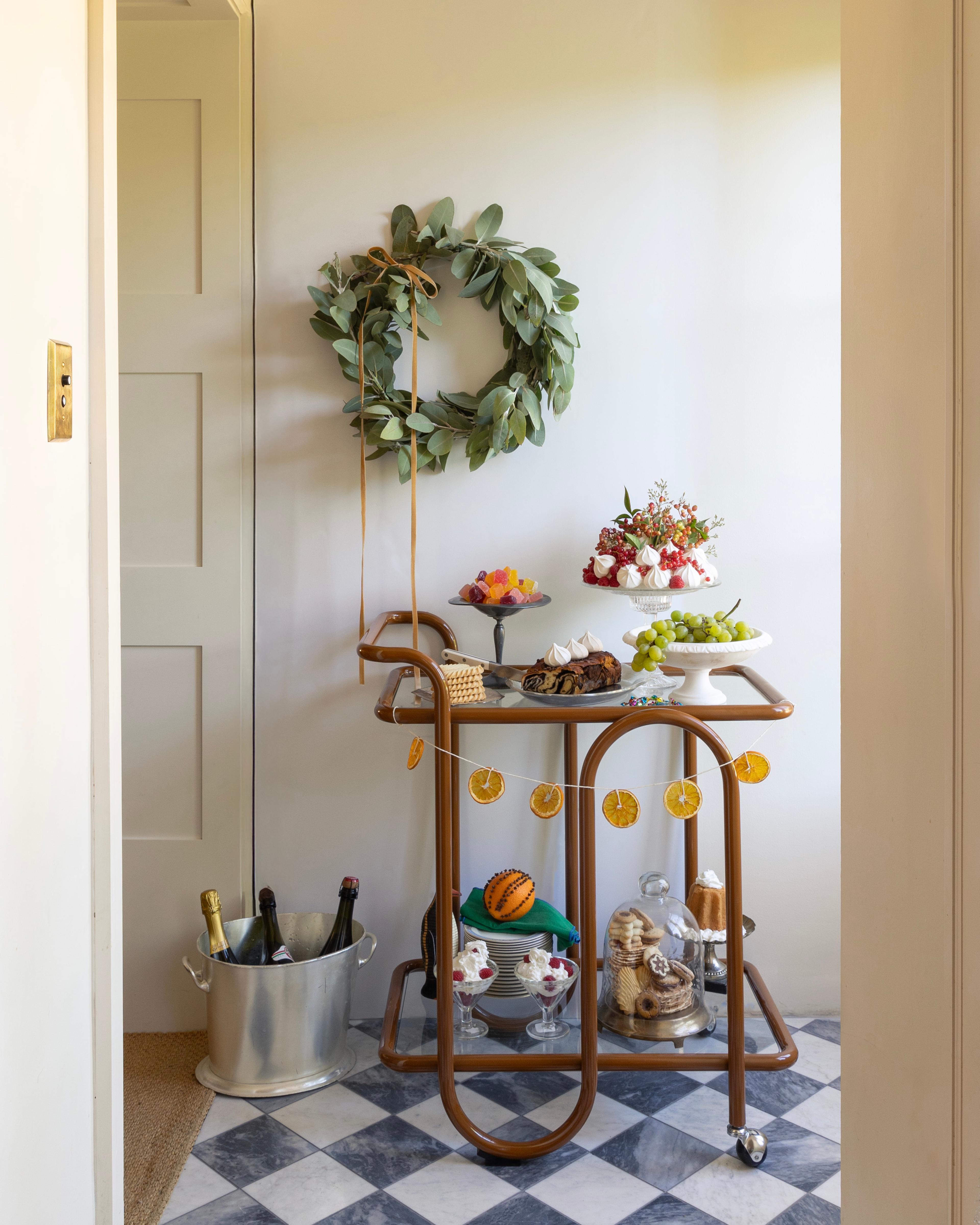 Holiday bar cart.
