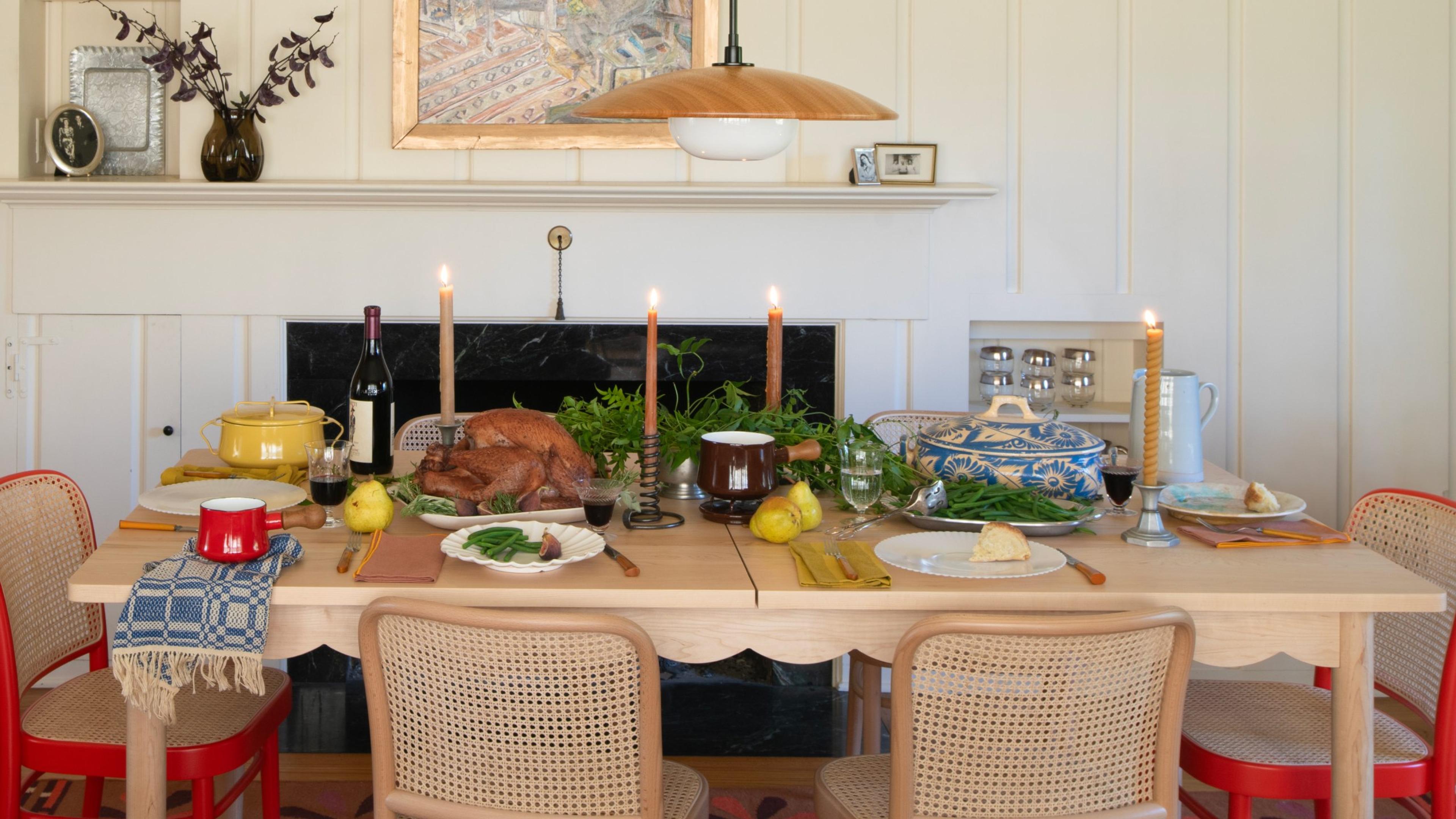 Dining table set for a holiday meal