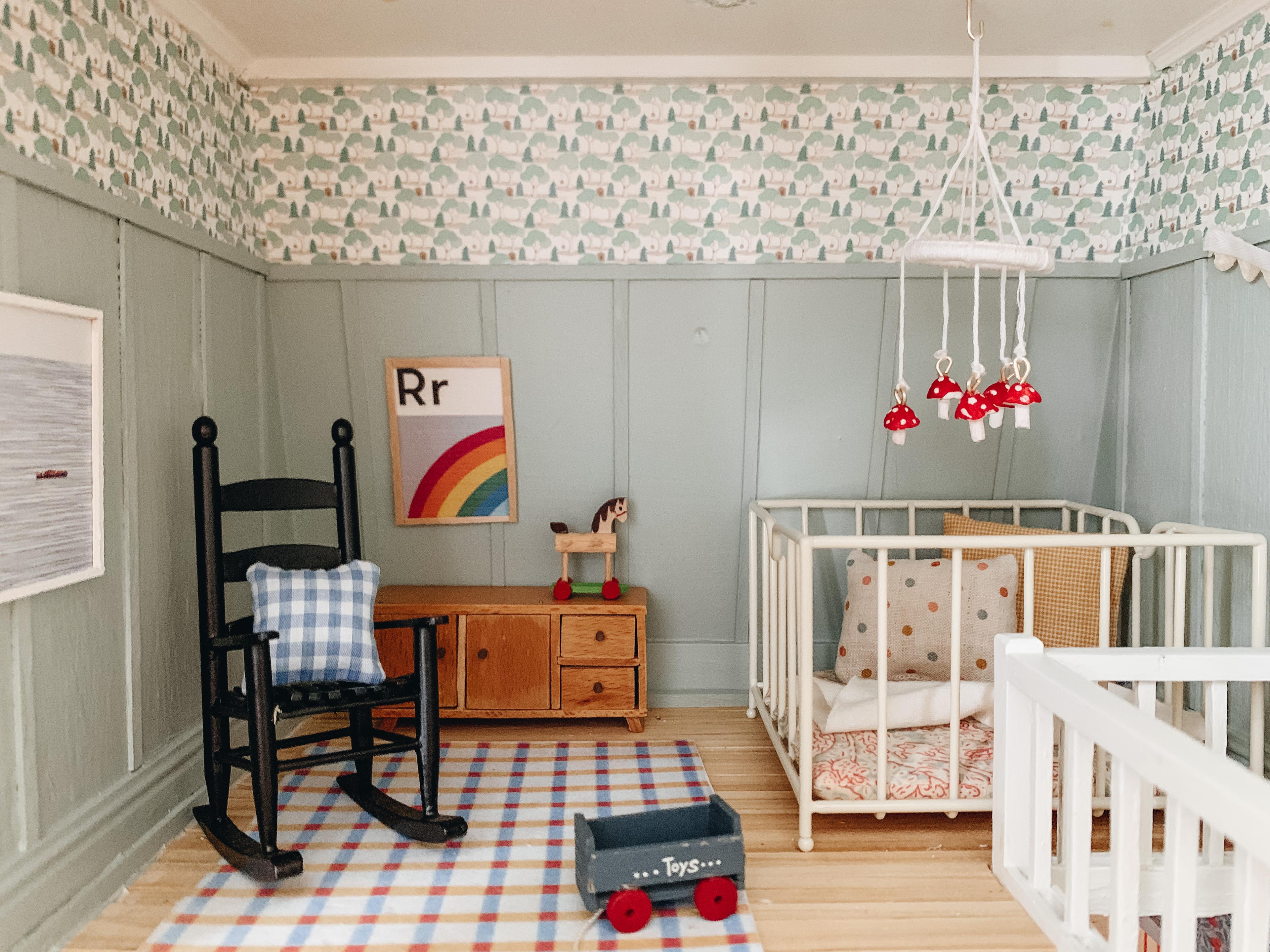 Baby room in dollhouse.