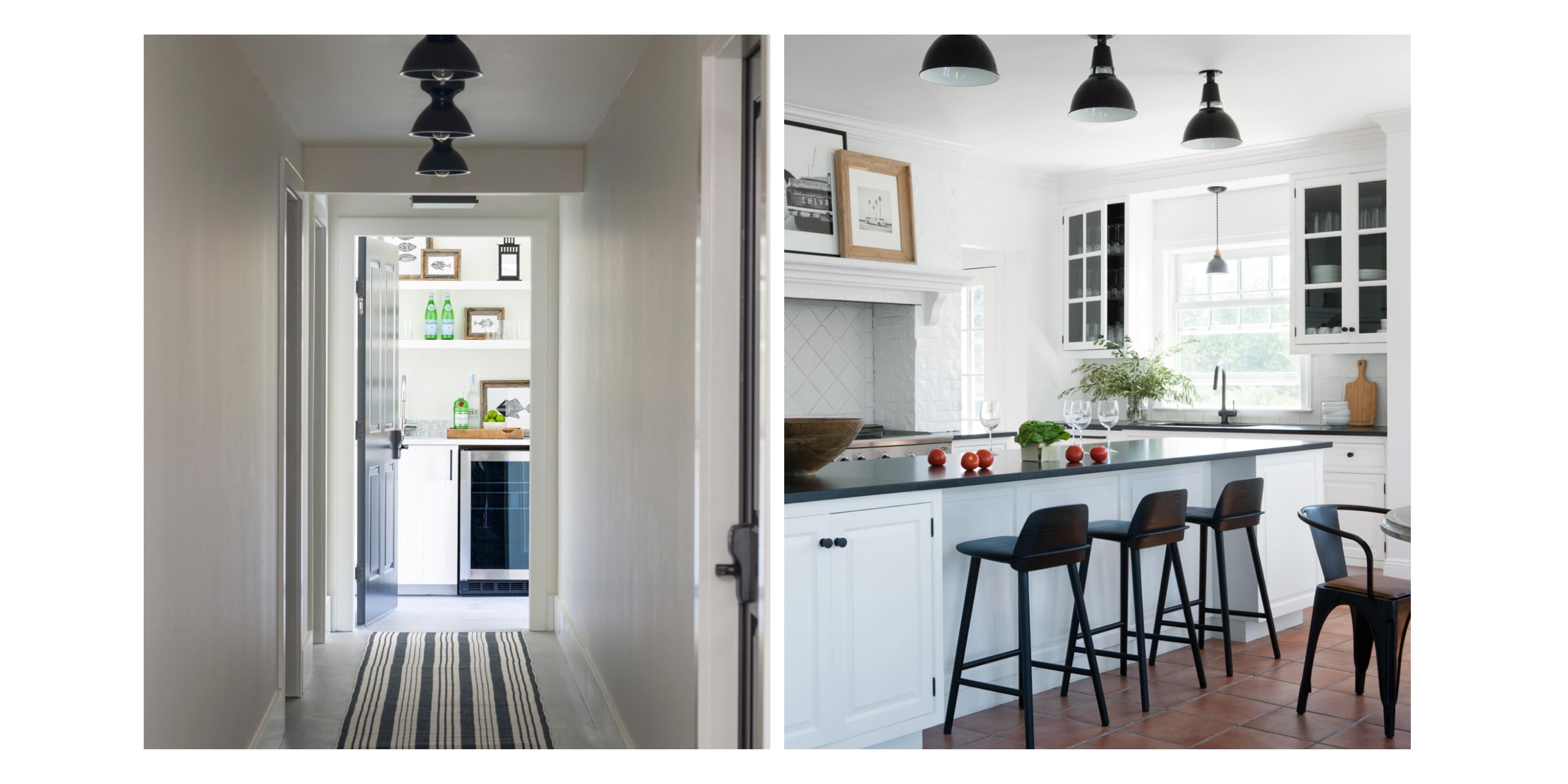 Modern coastal kitchen and hallway. 