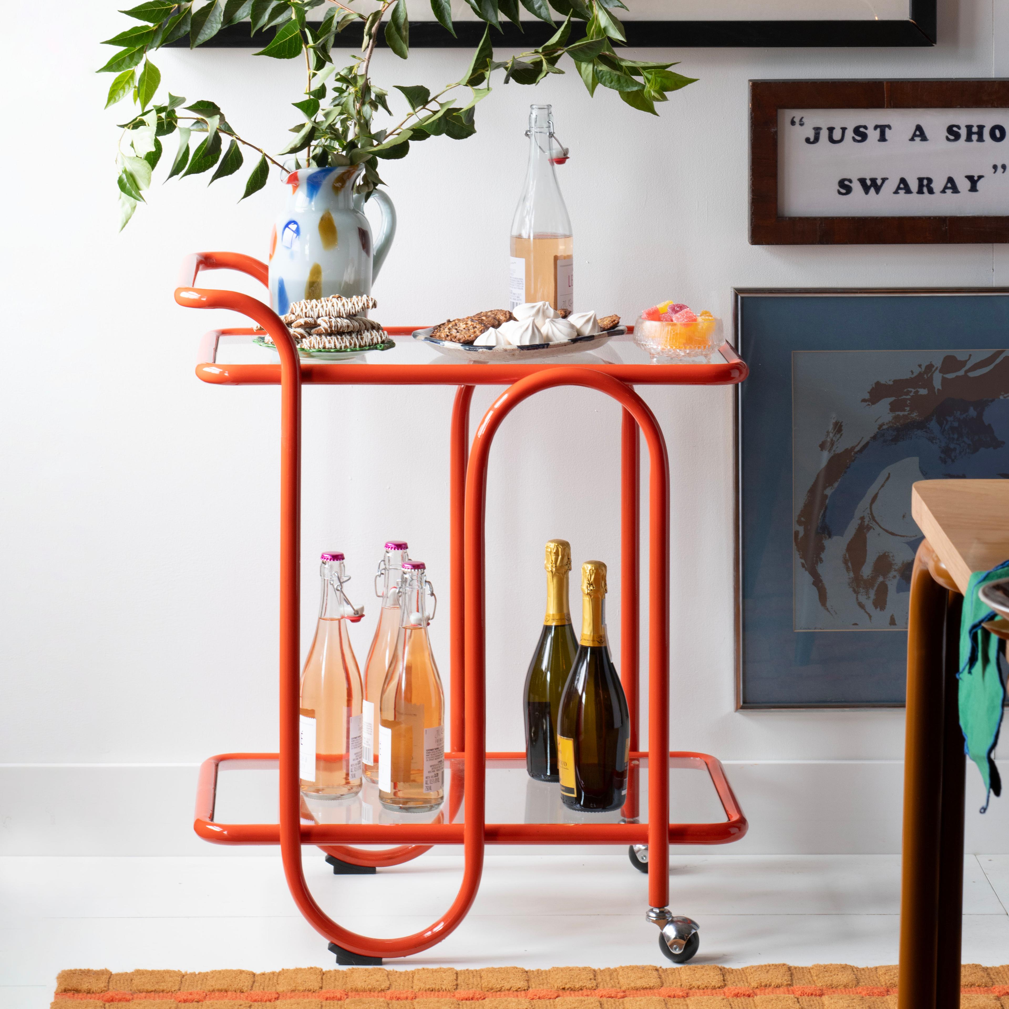 Styled bar cart.