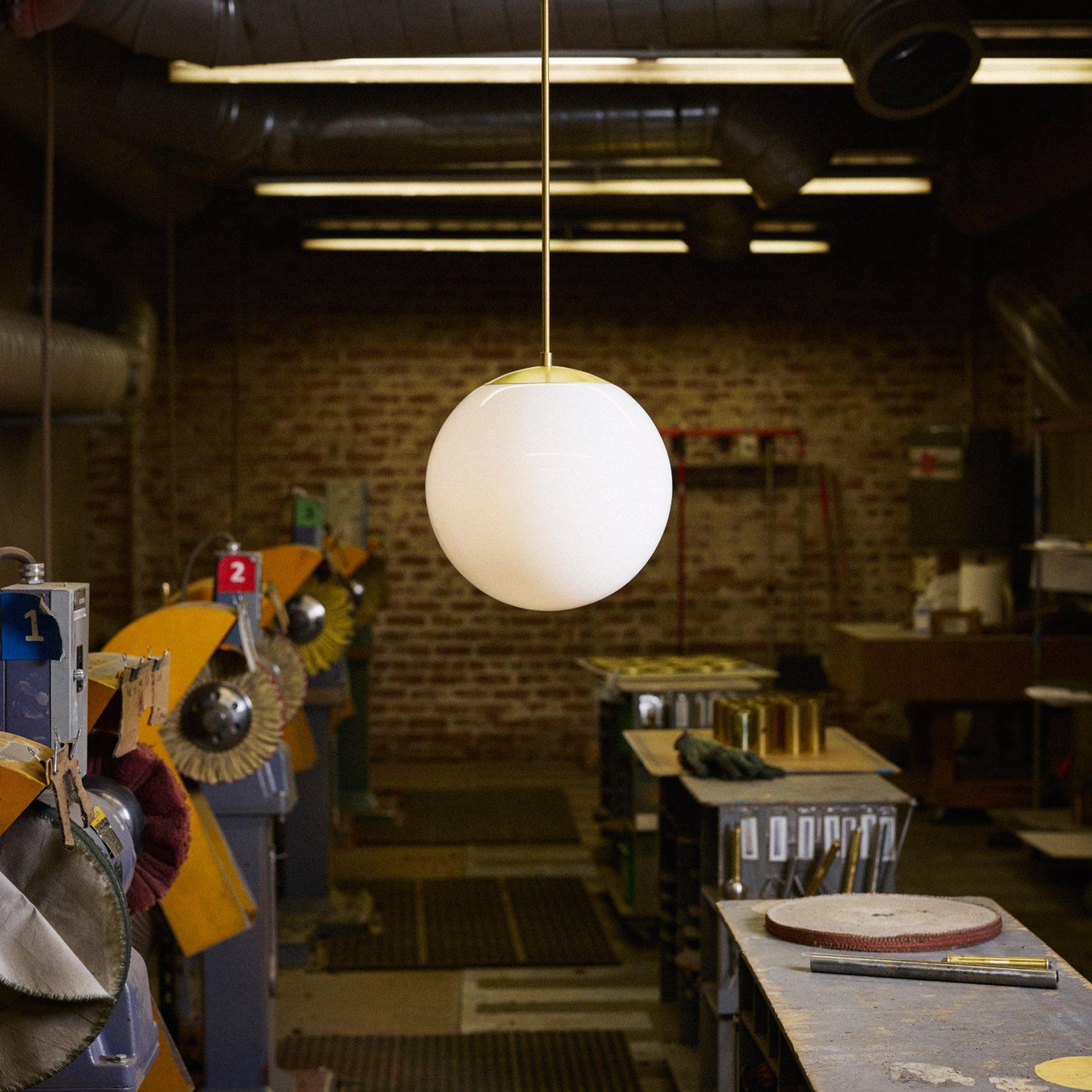 Luna pendant hanging in factory