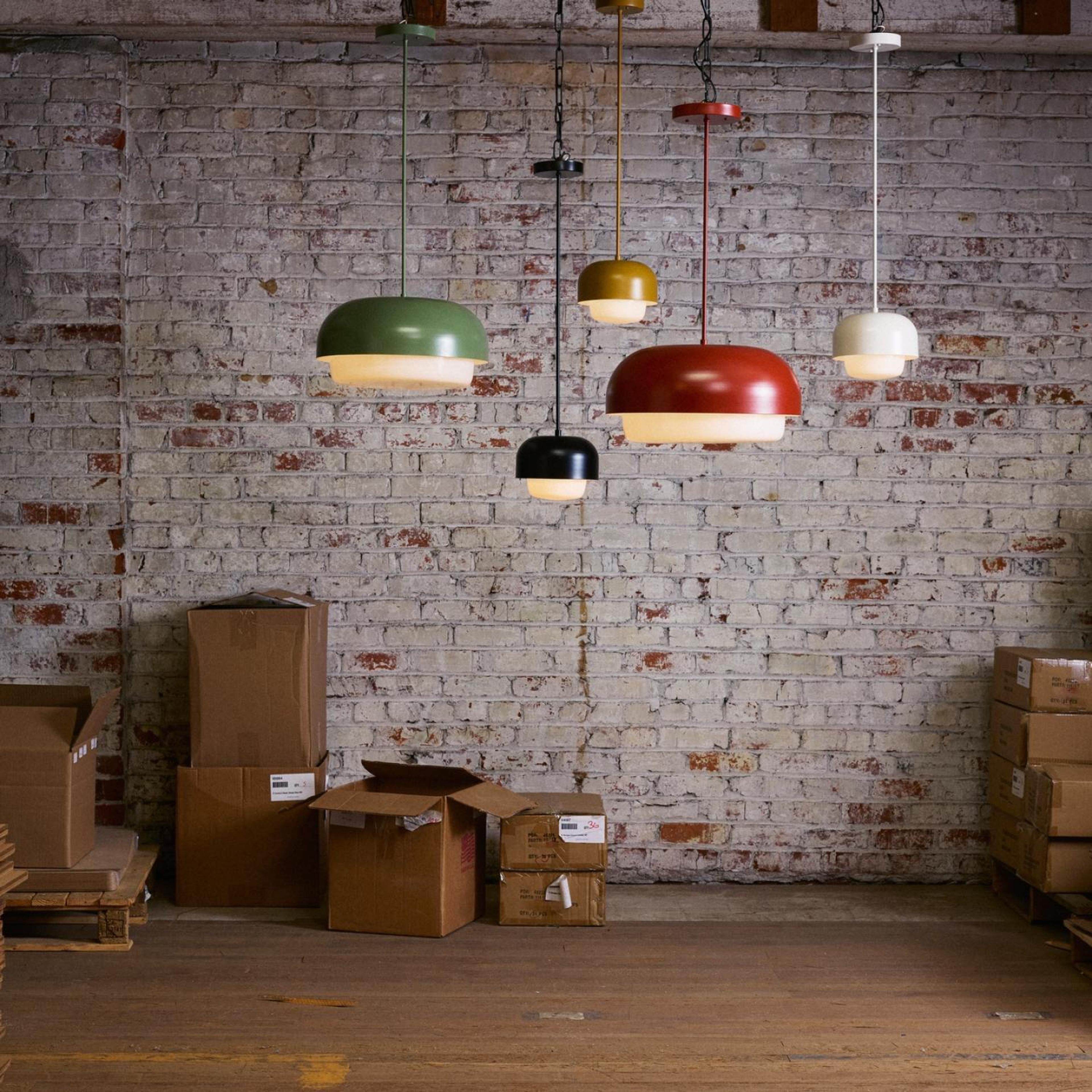 ray pendants hanging in a factory