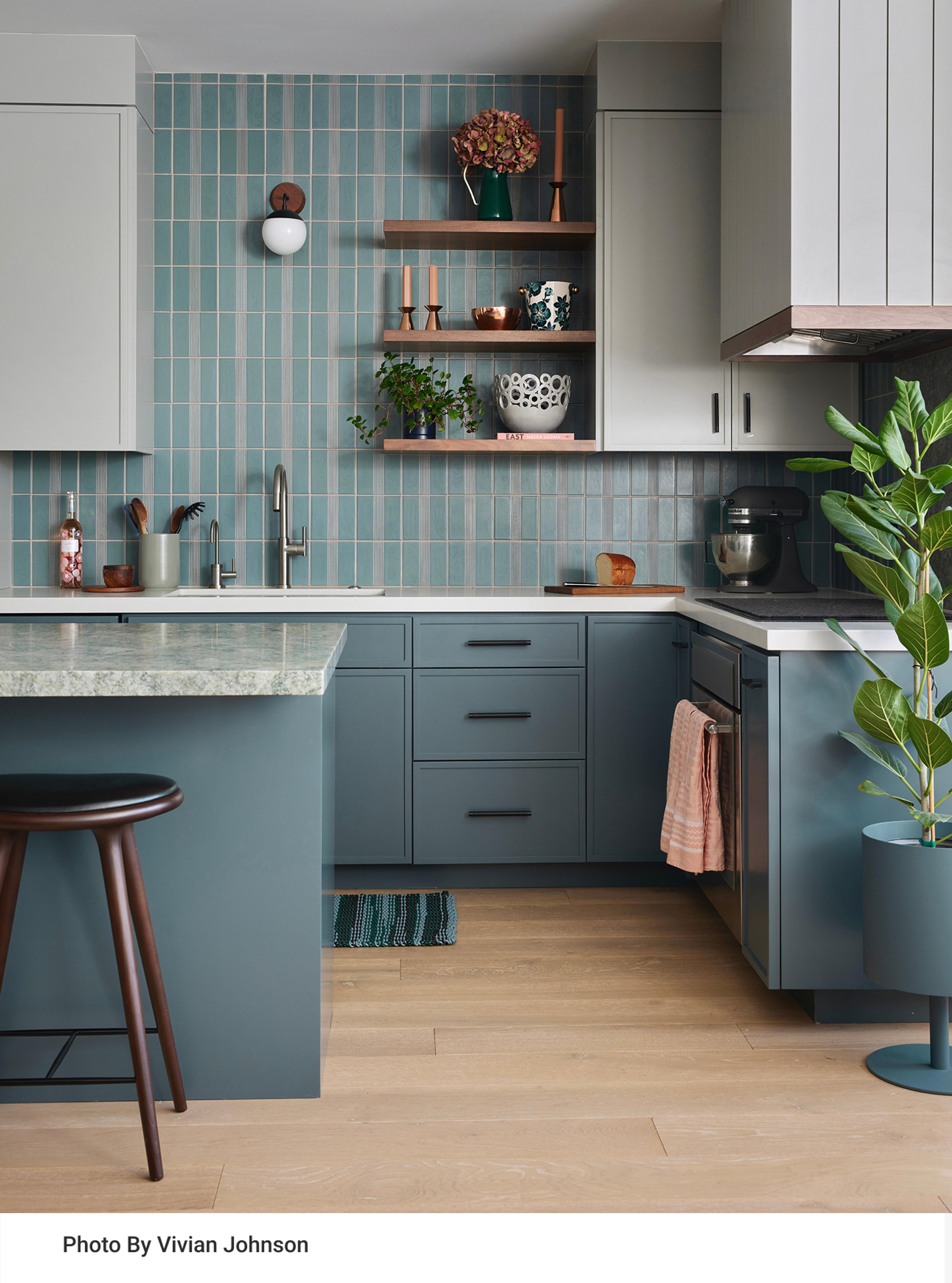 Blue kitchen.