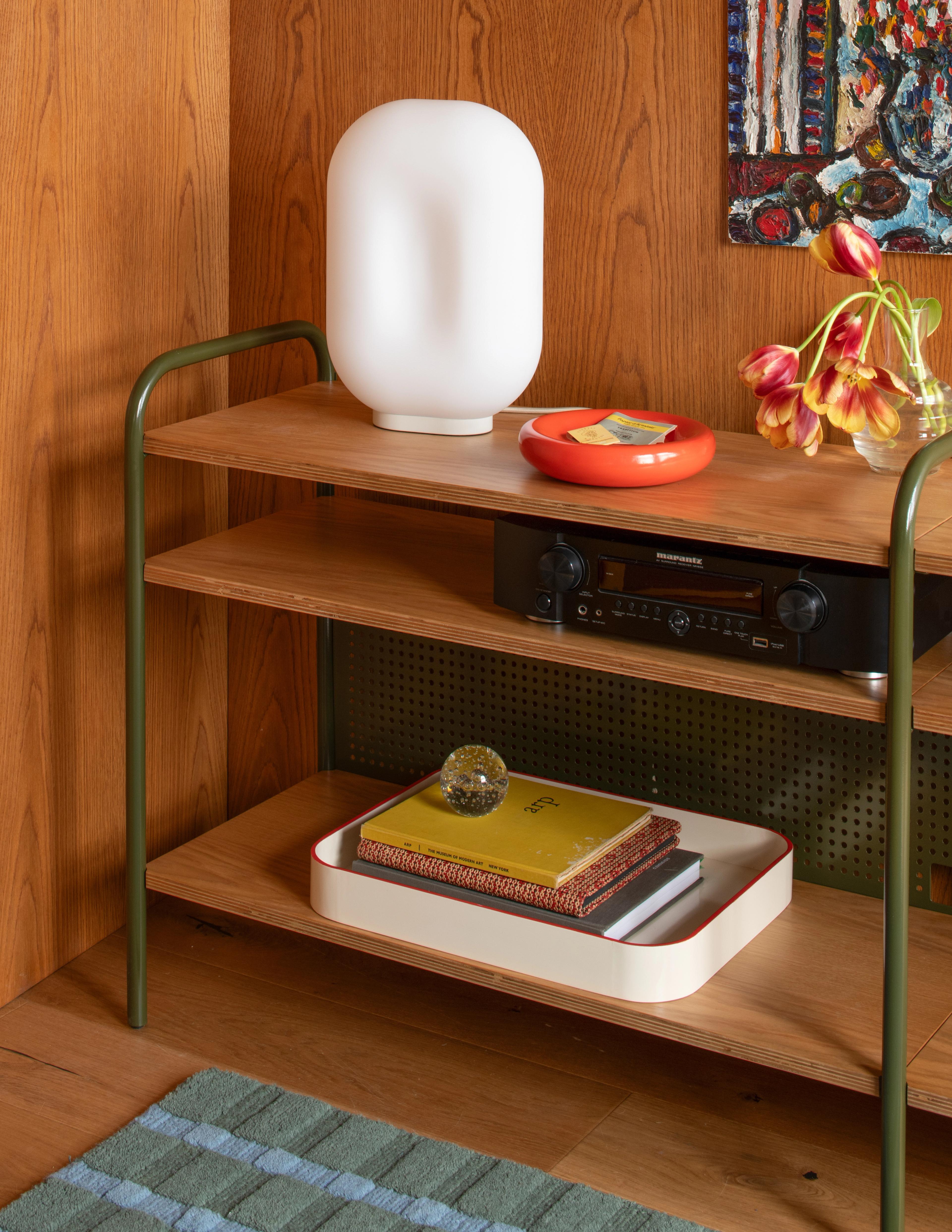 Entryway with low shelf. 