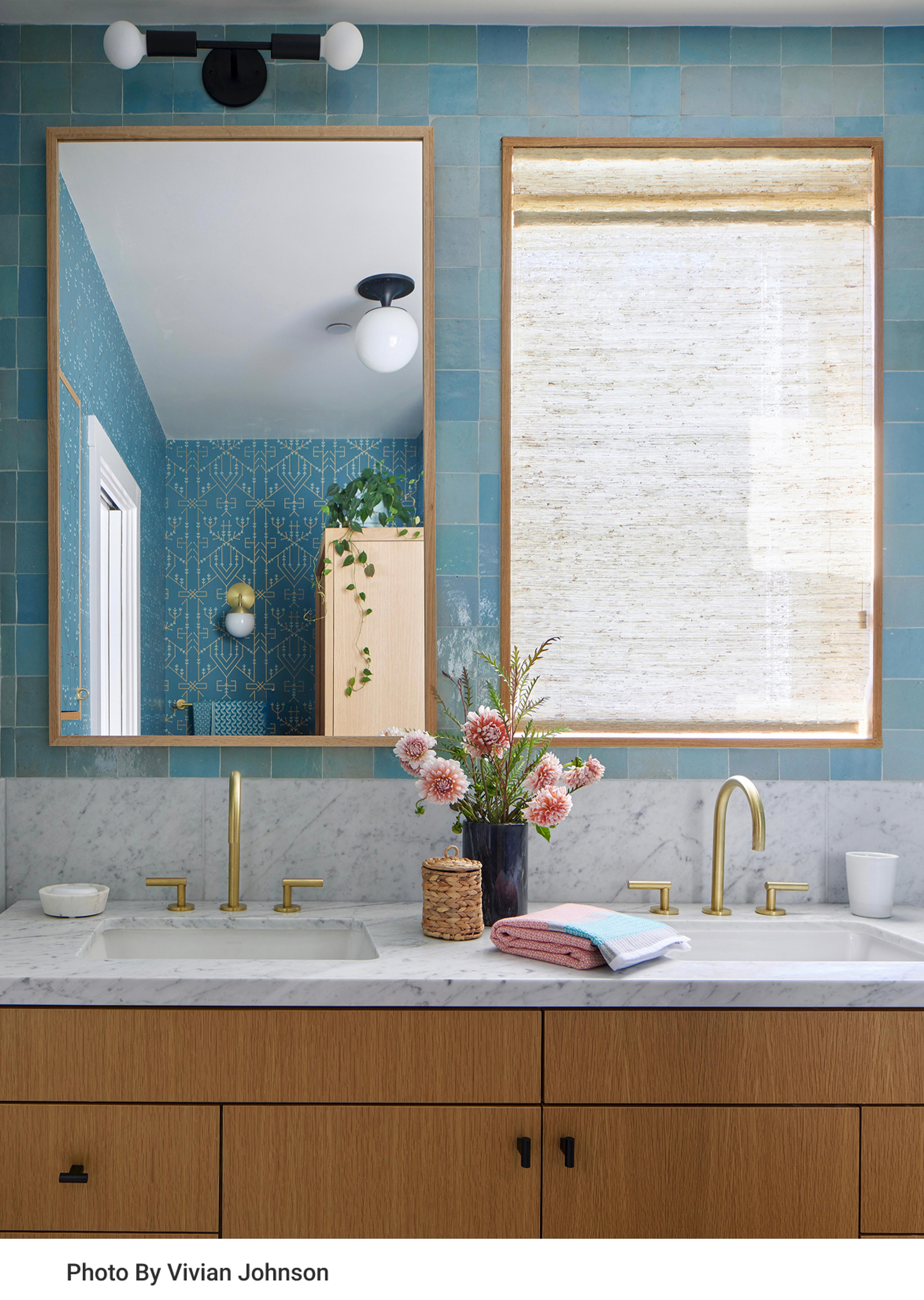 Blue bathroom.