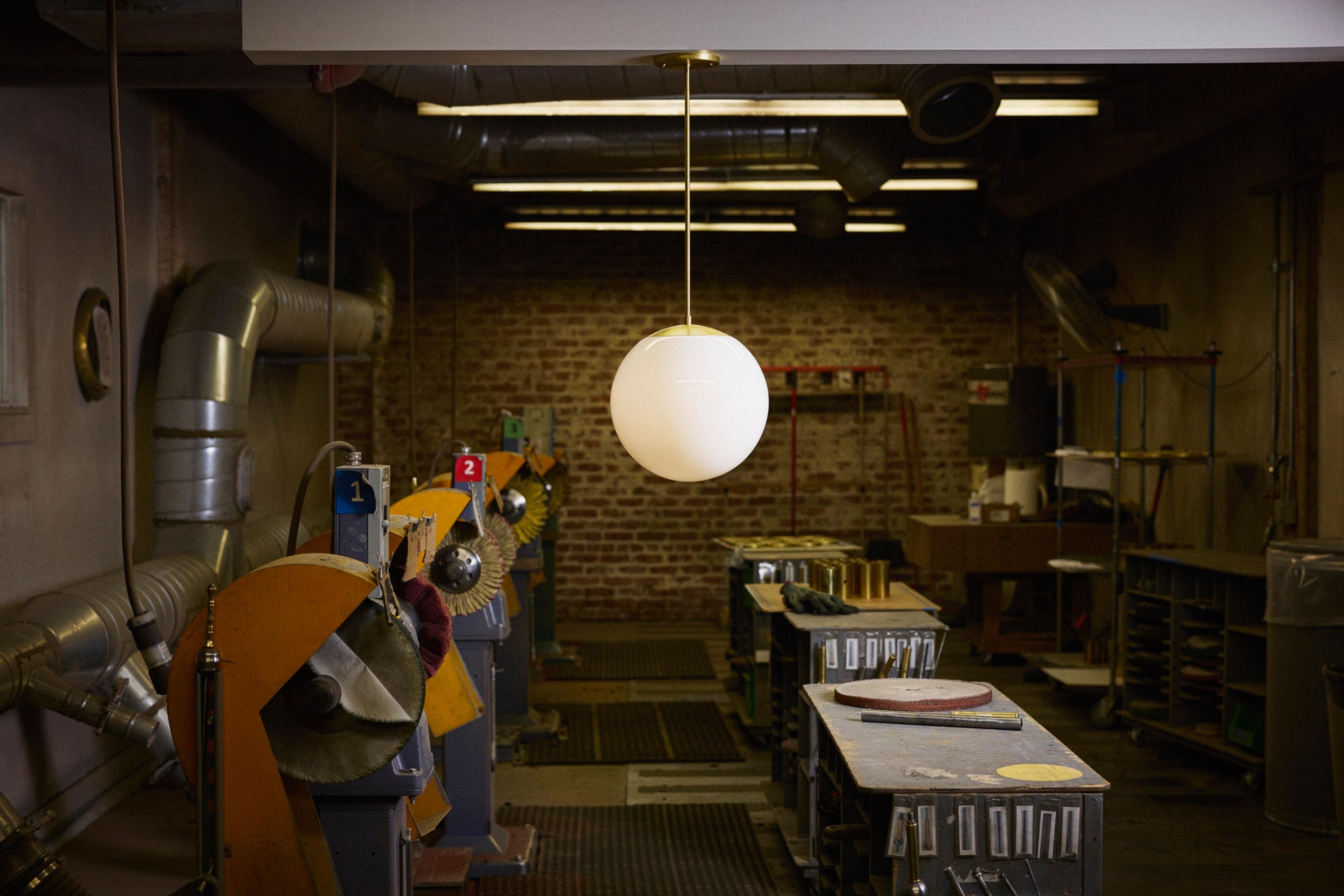 light fixture hanging in a factory