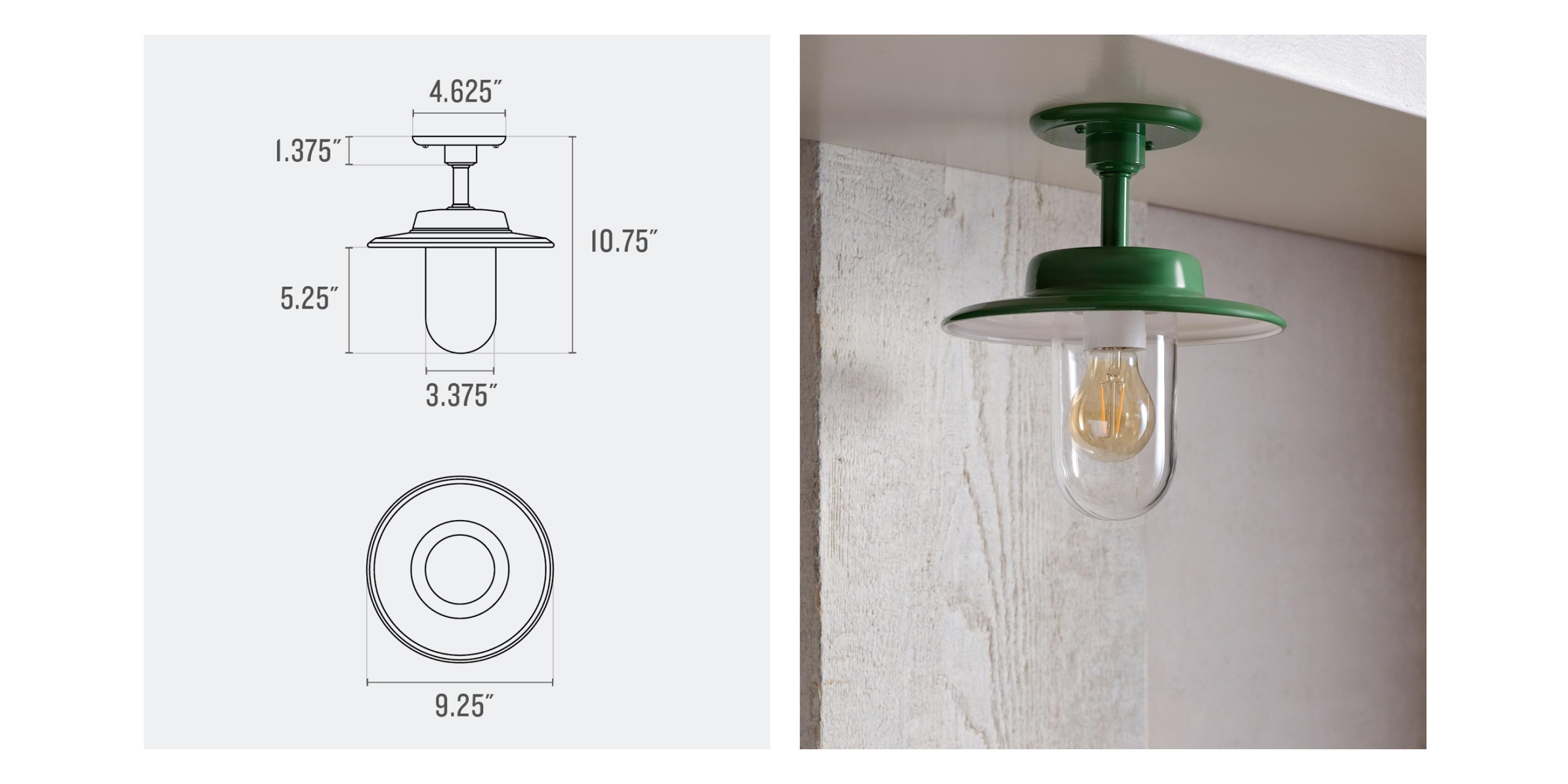 line drawing of bell shaped flush mount 