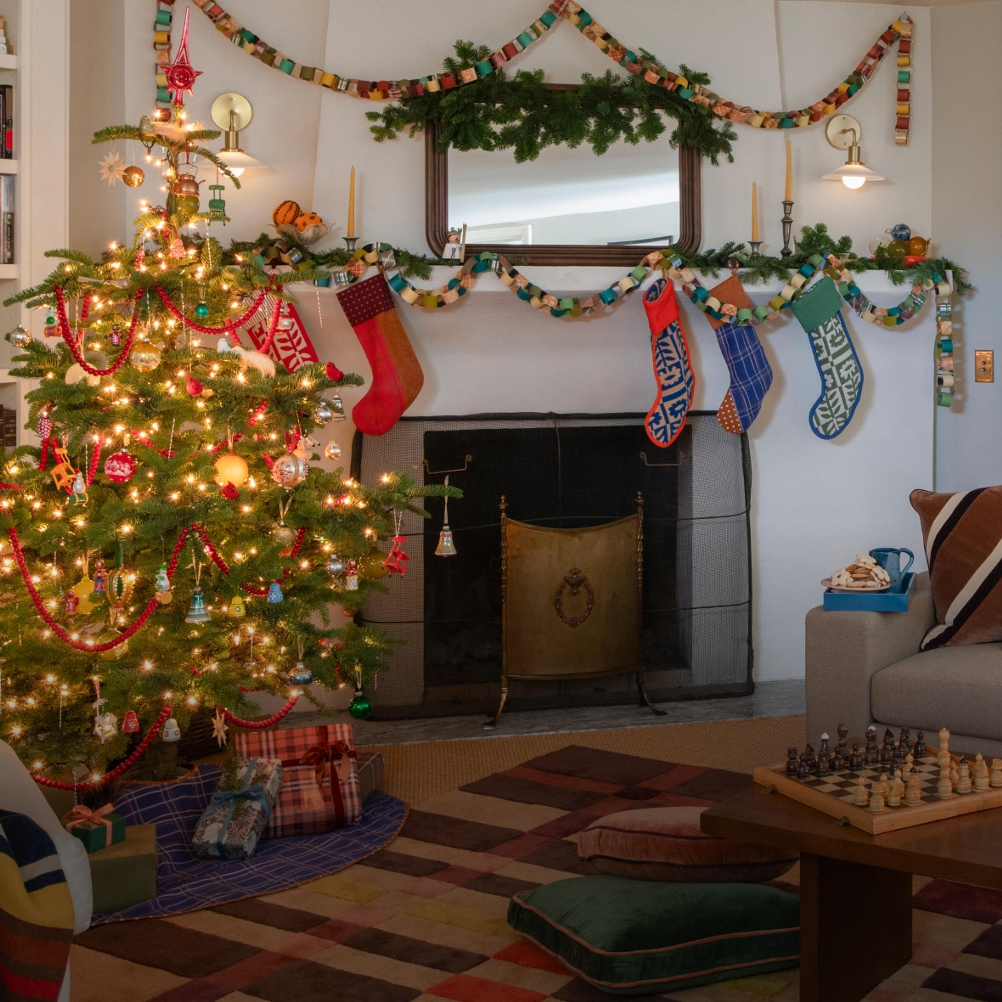 Cheerful home decorated for the holidays