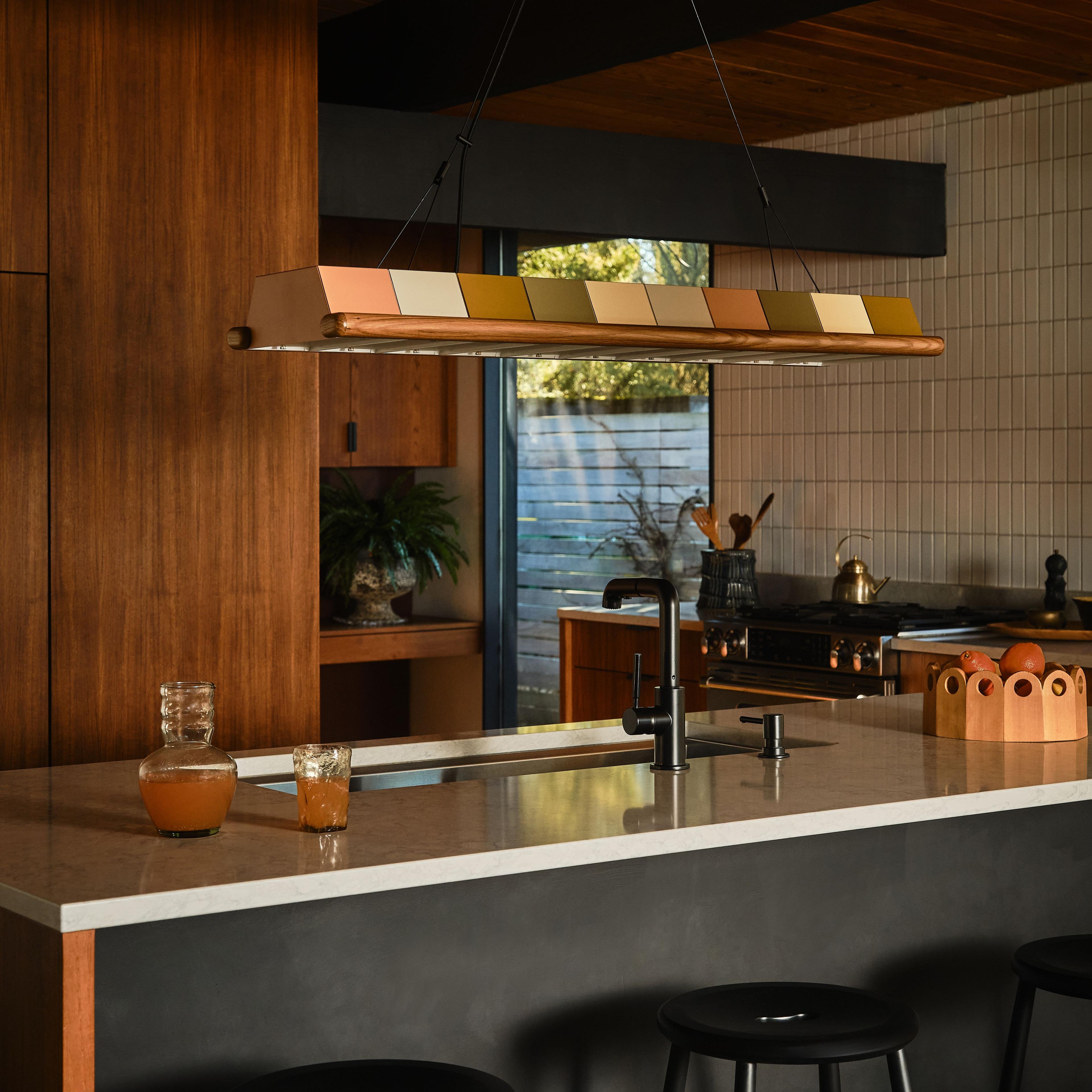 moody lit kitchen