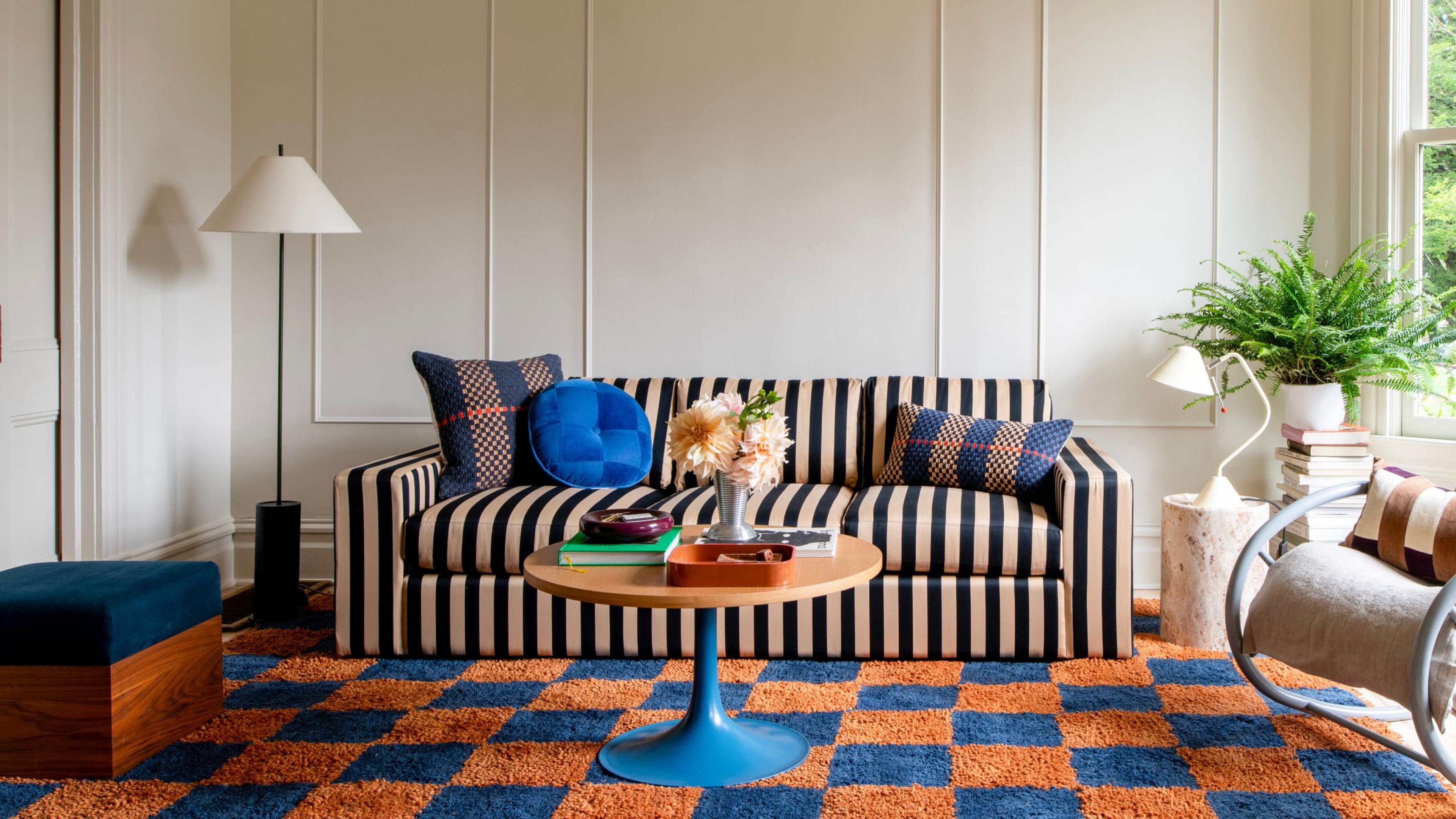 Striped Sofa in Living Room