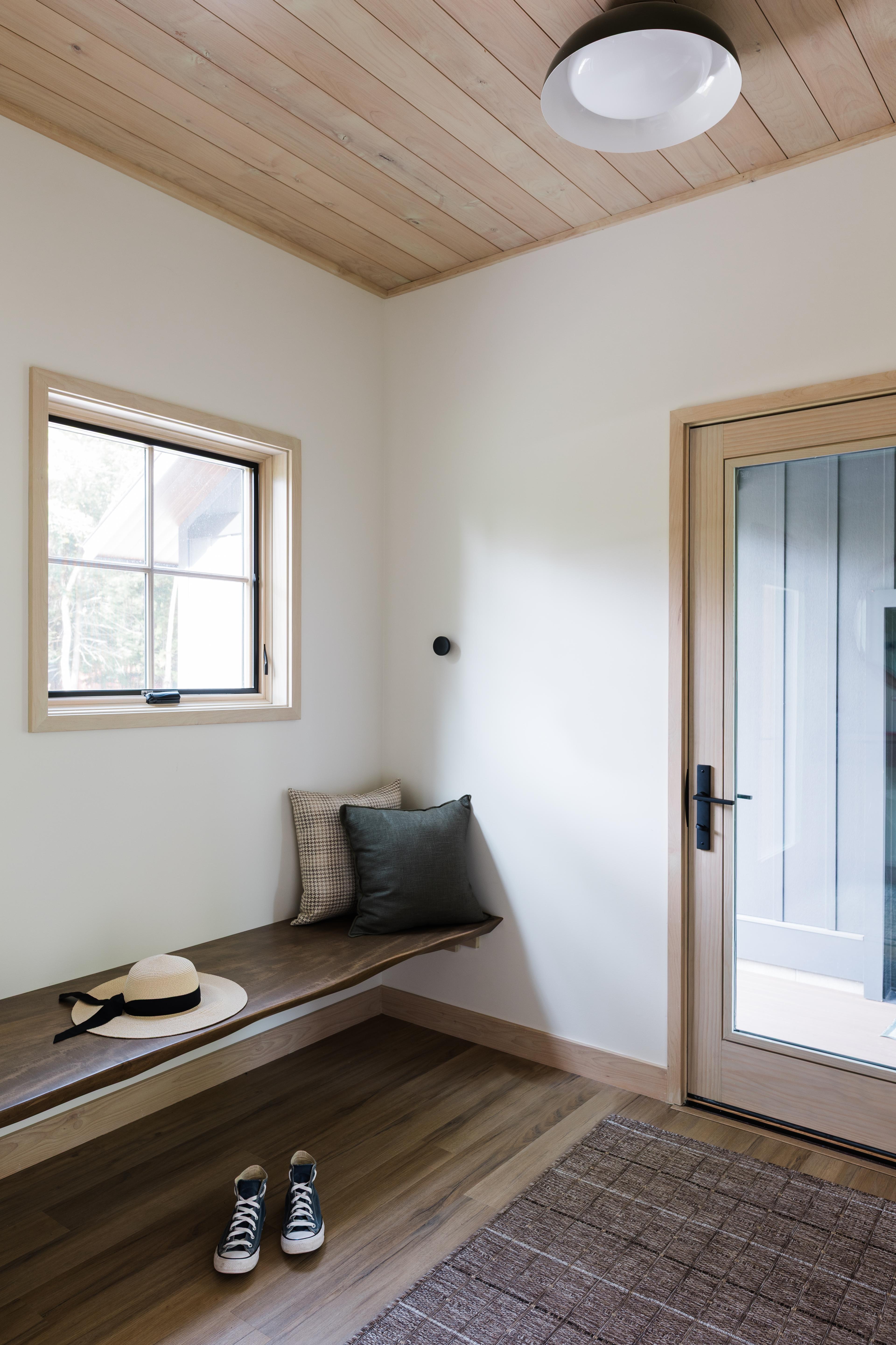 Mud room with bench and Schoolhouse Ray Surface Mount