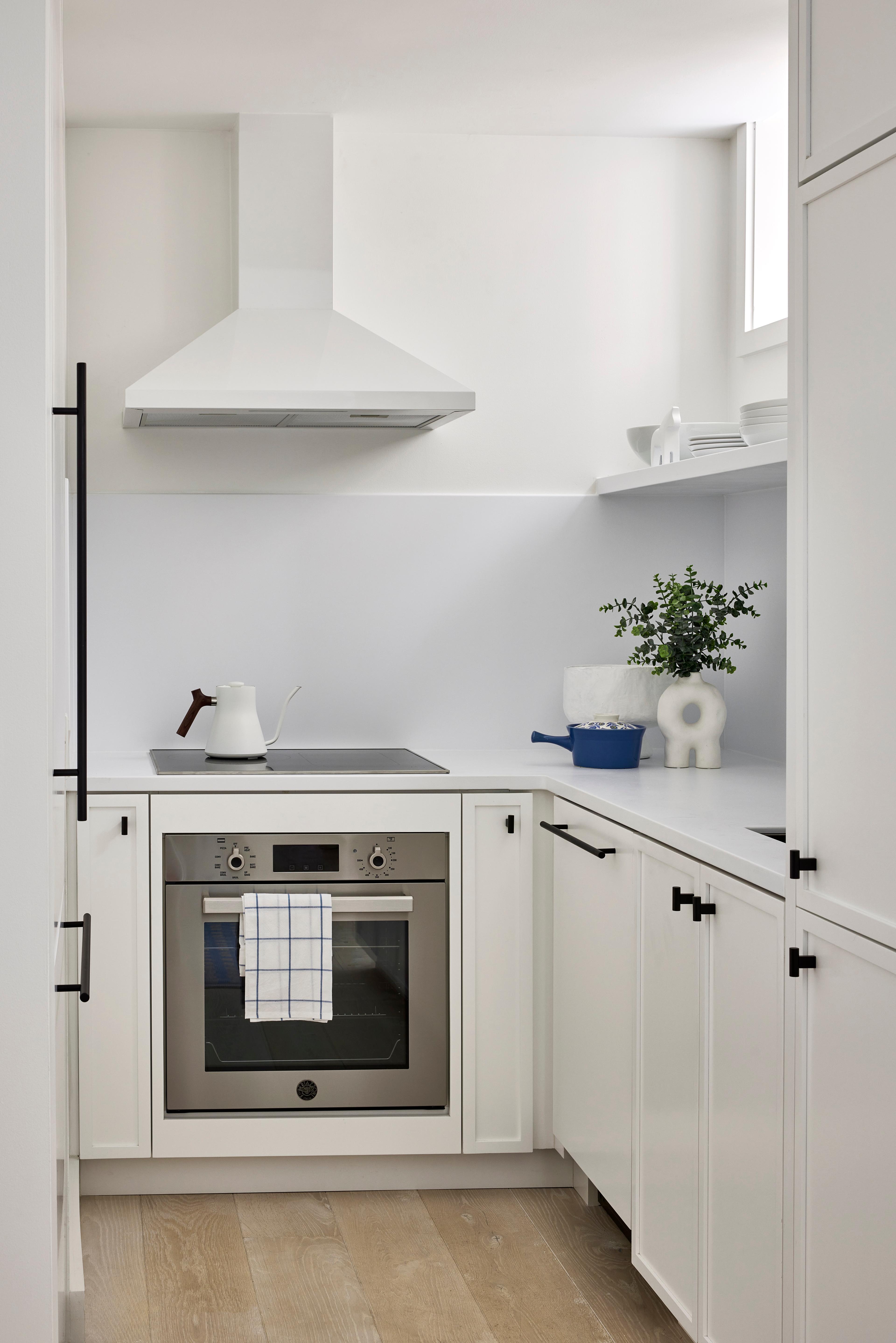 white kitchen with black hardware