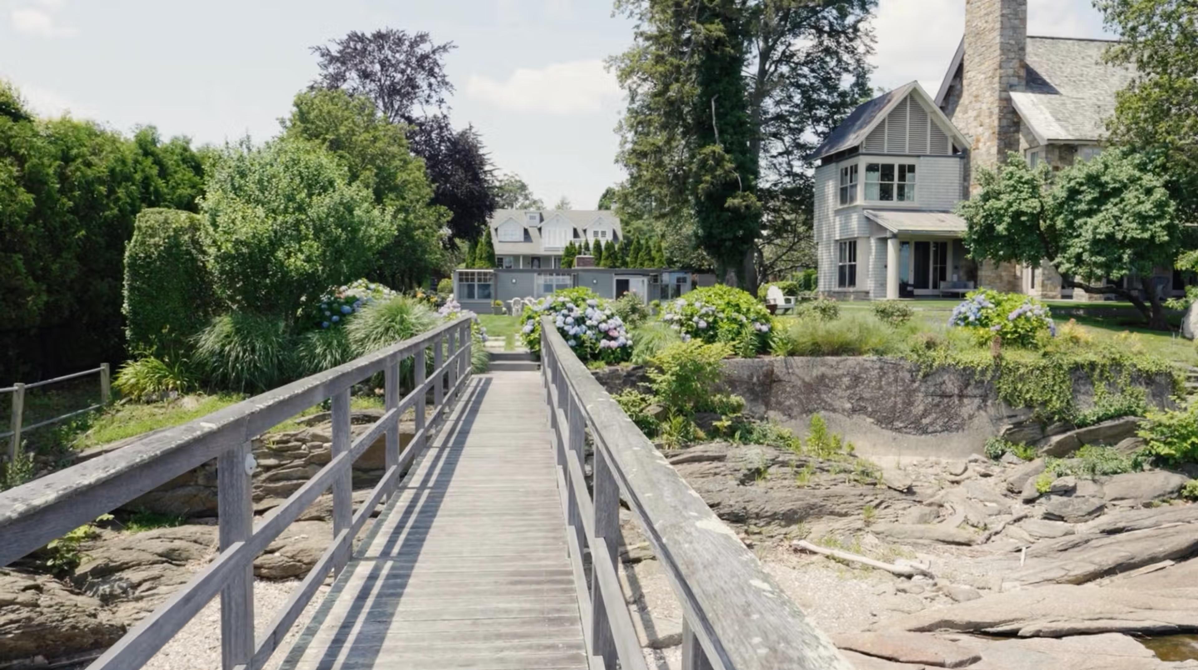 bridge walk up to coastal house