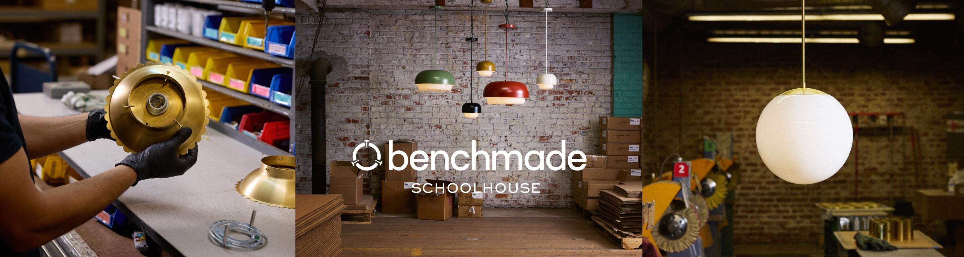 Photo collage of Schoolhouse benchmade lights 