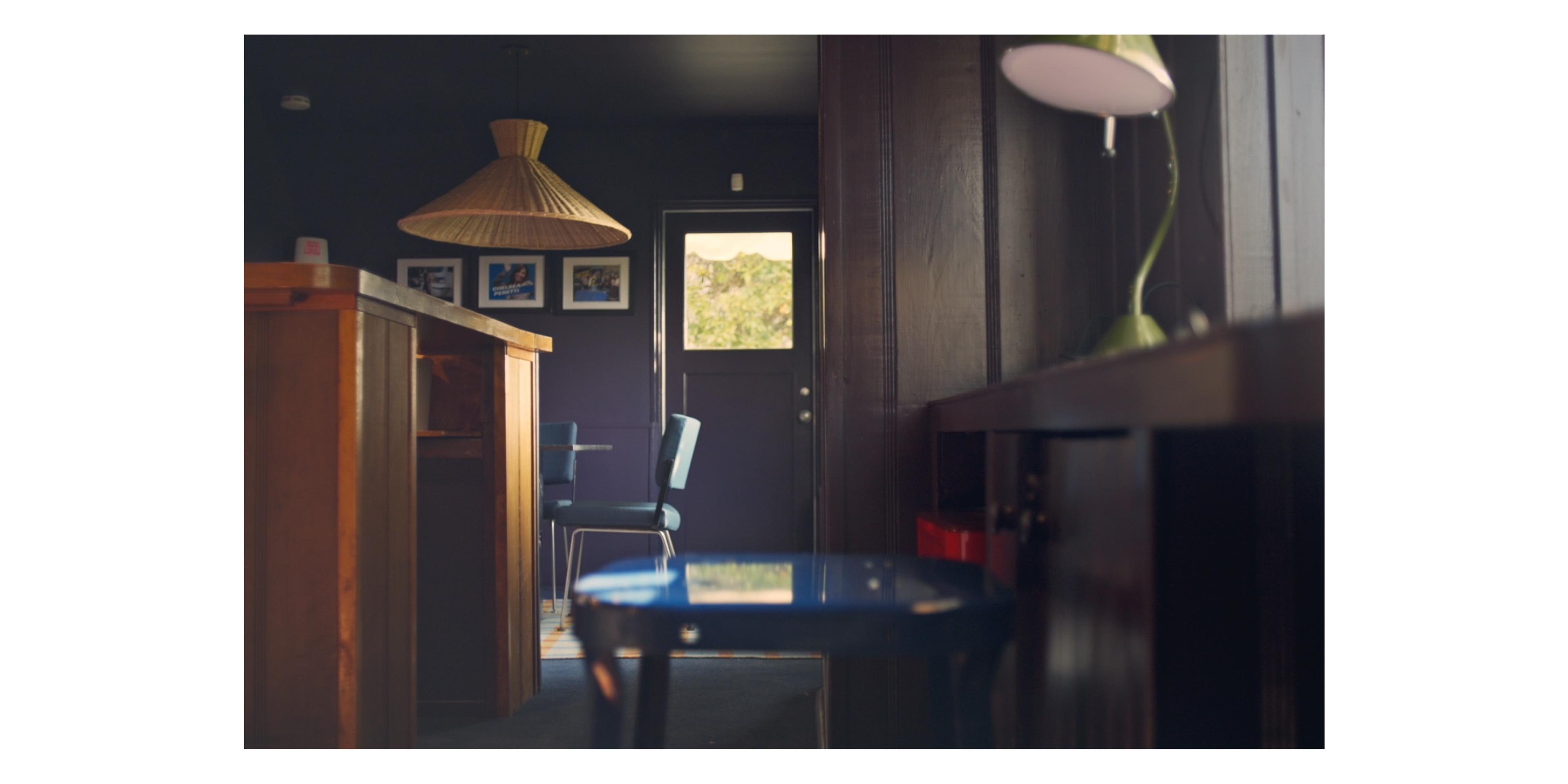 view of inside studio chairs, stool & lighting