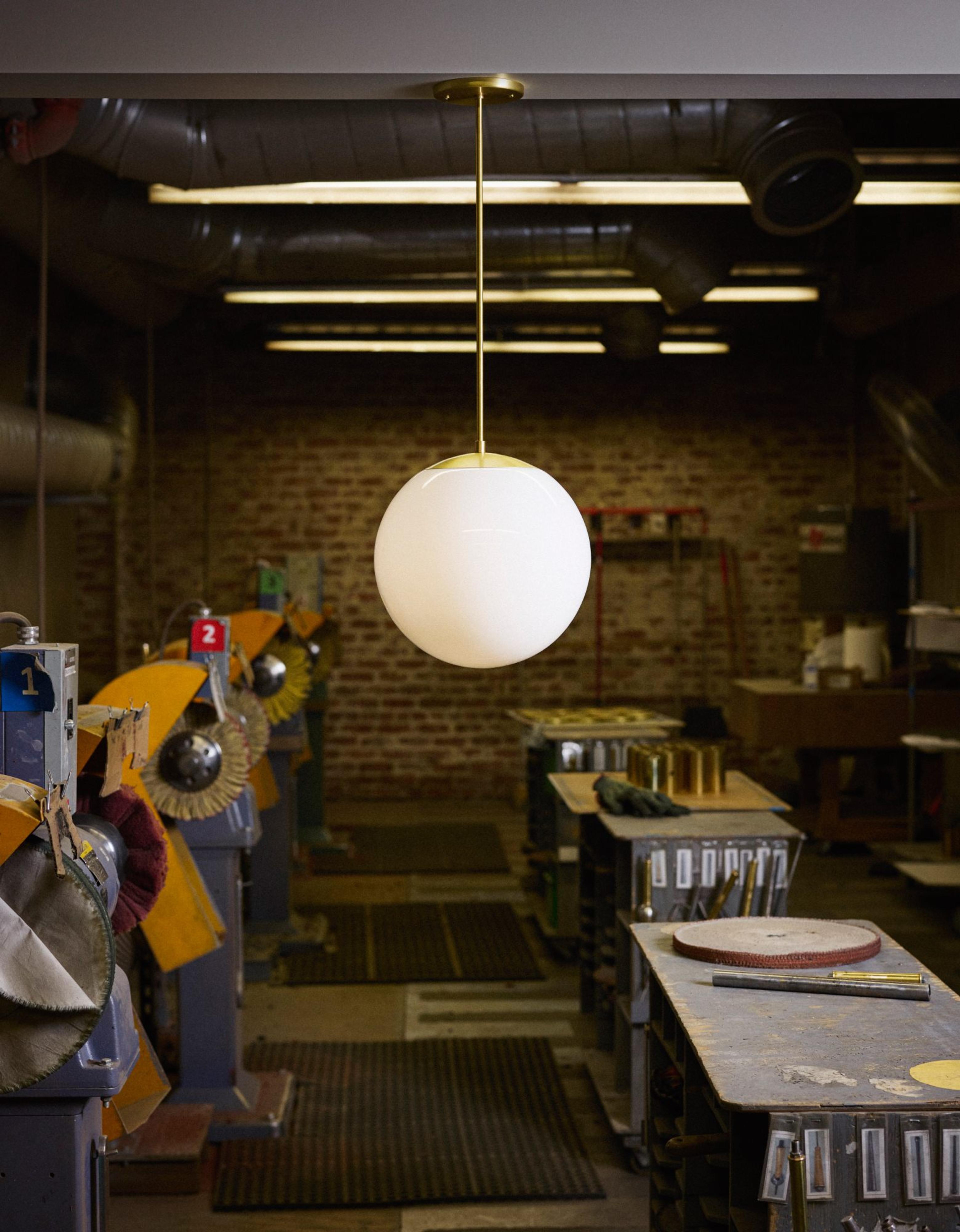 light fixture hanging in a factory