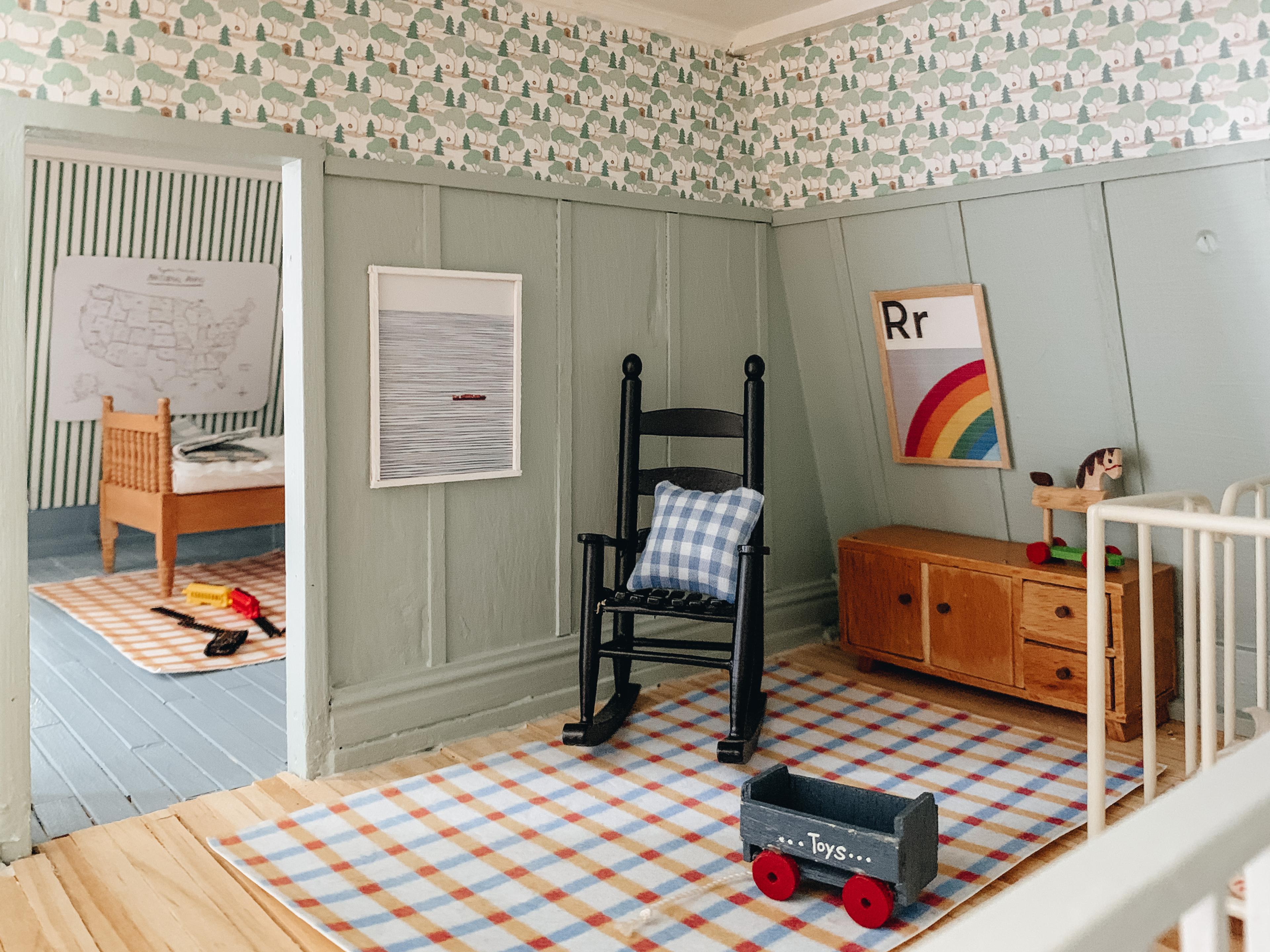 Baby room in dollhouse.