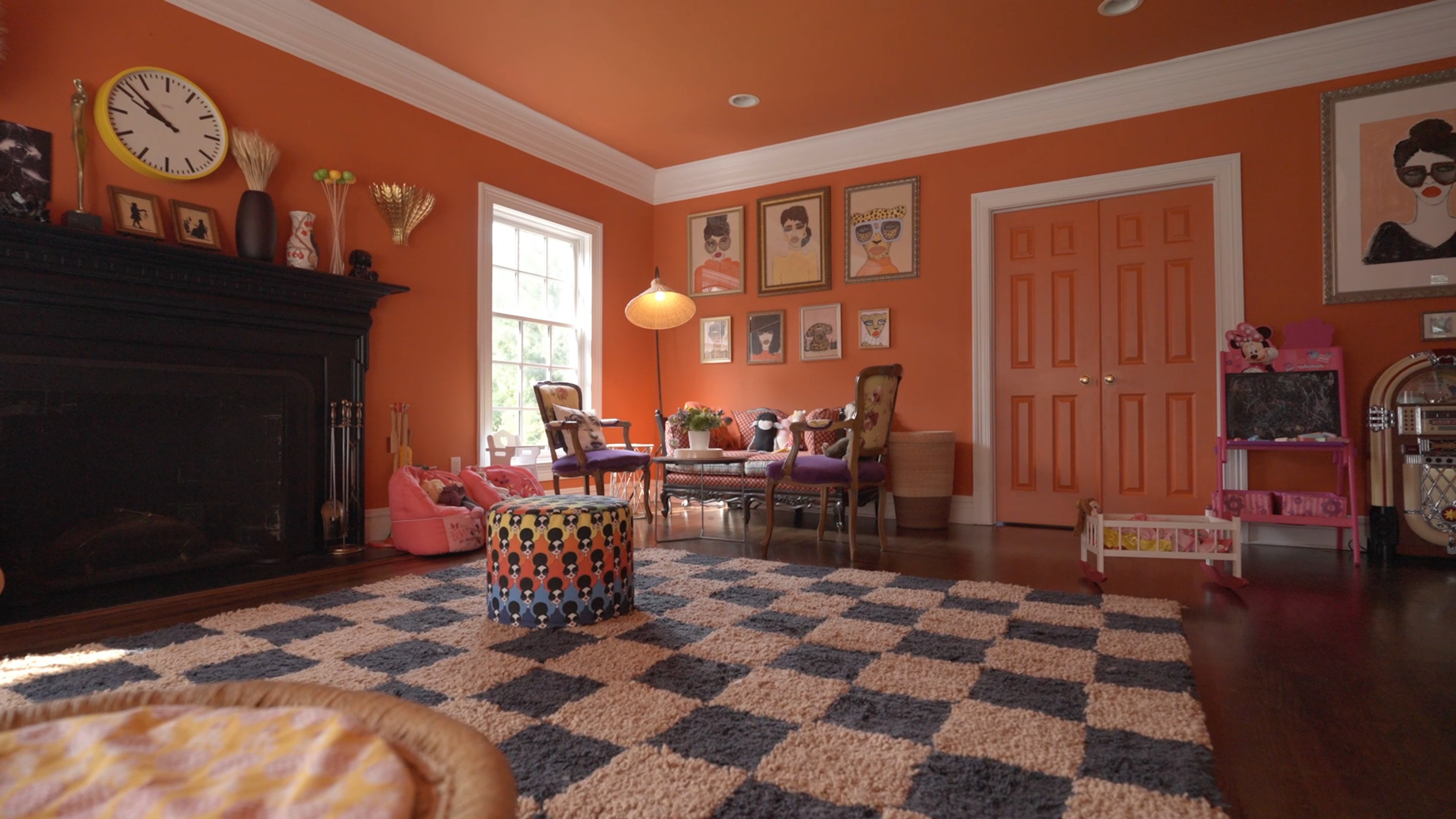 kids room with orange interior