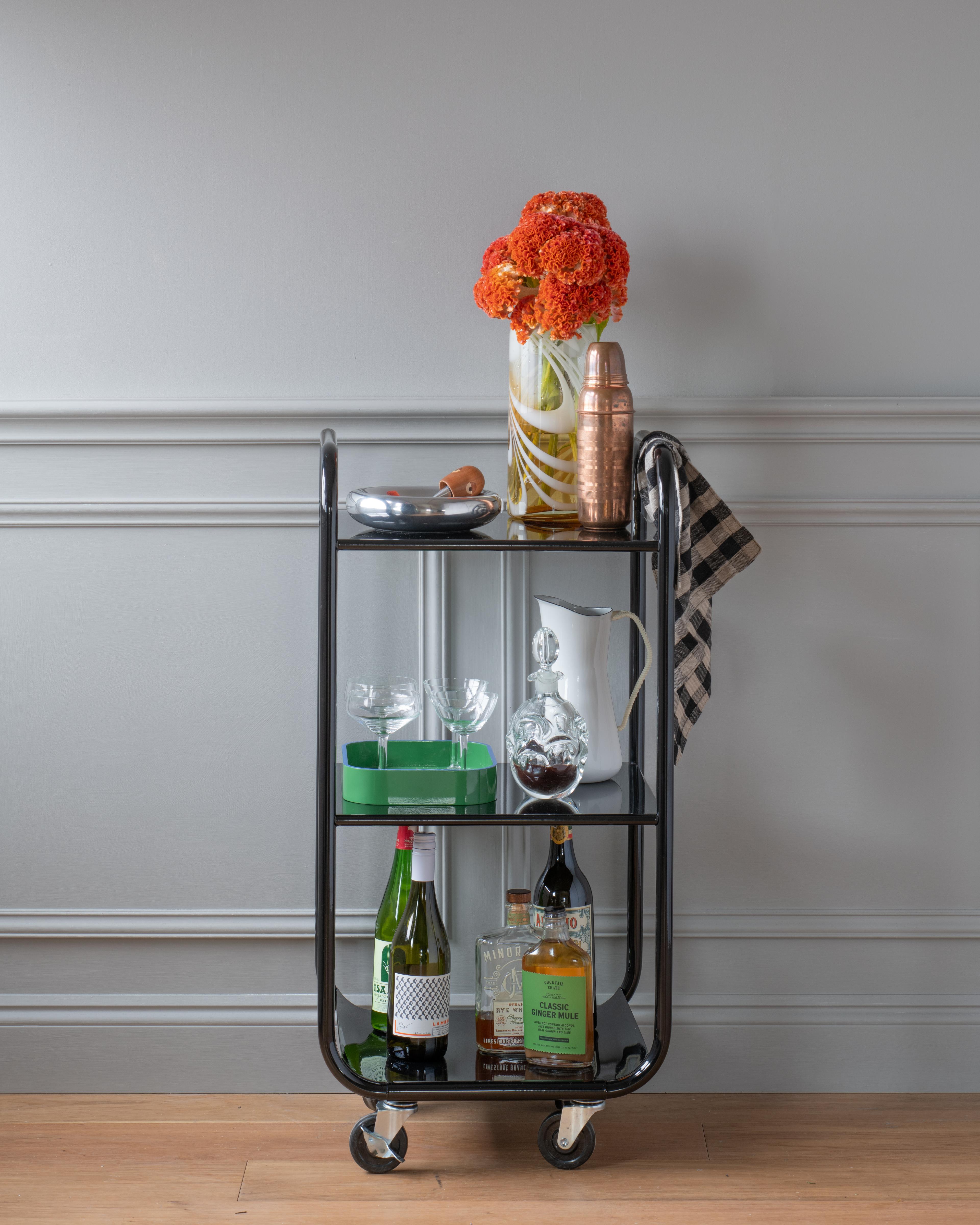 Styled bar cart. 