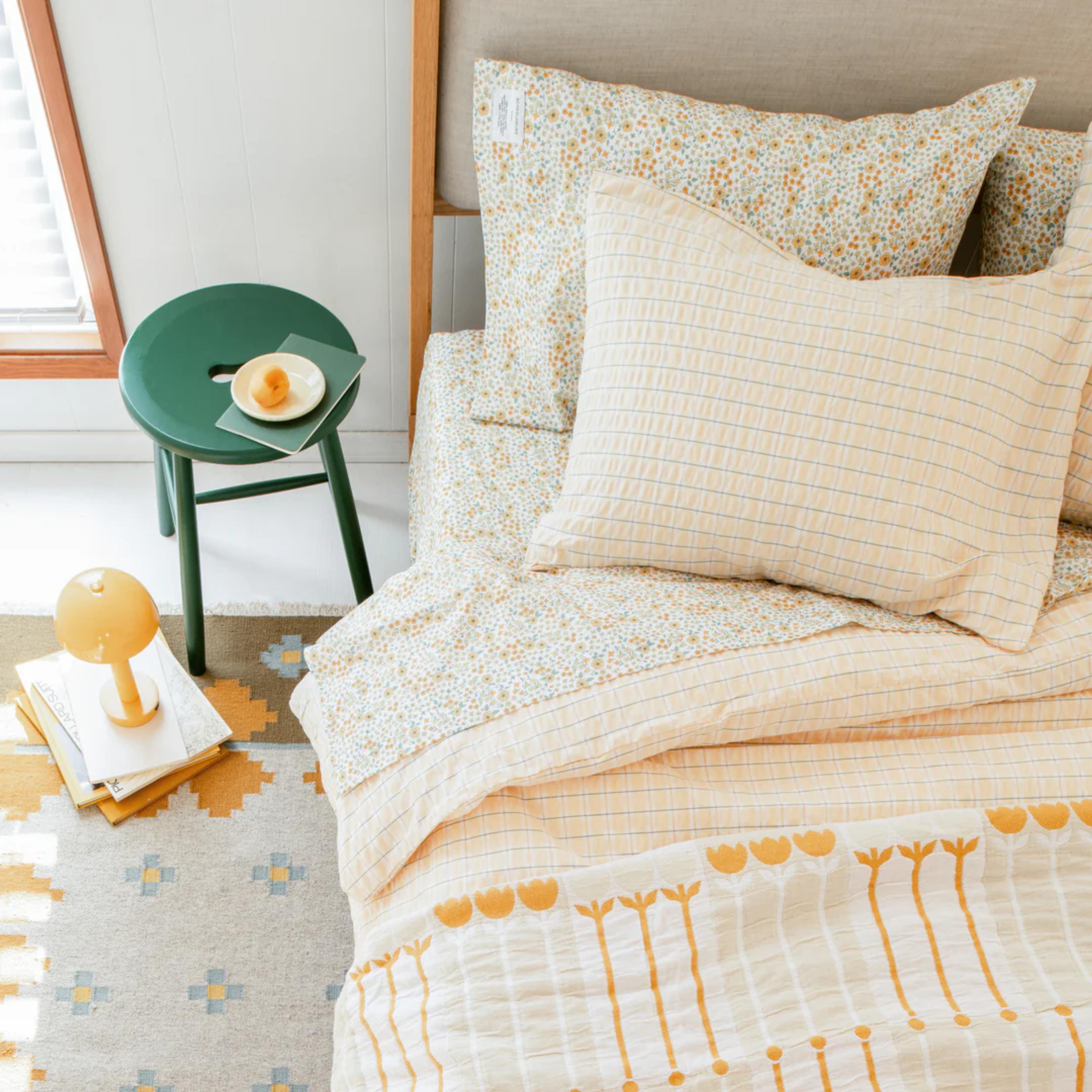 Bright and airy summer bed. 