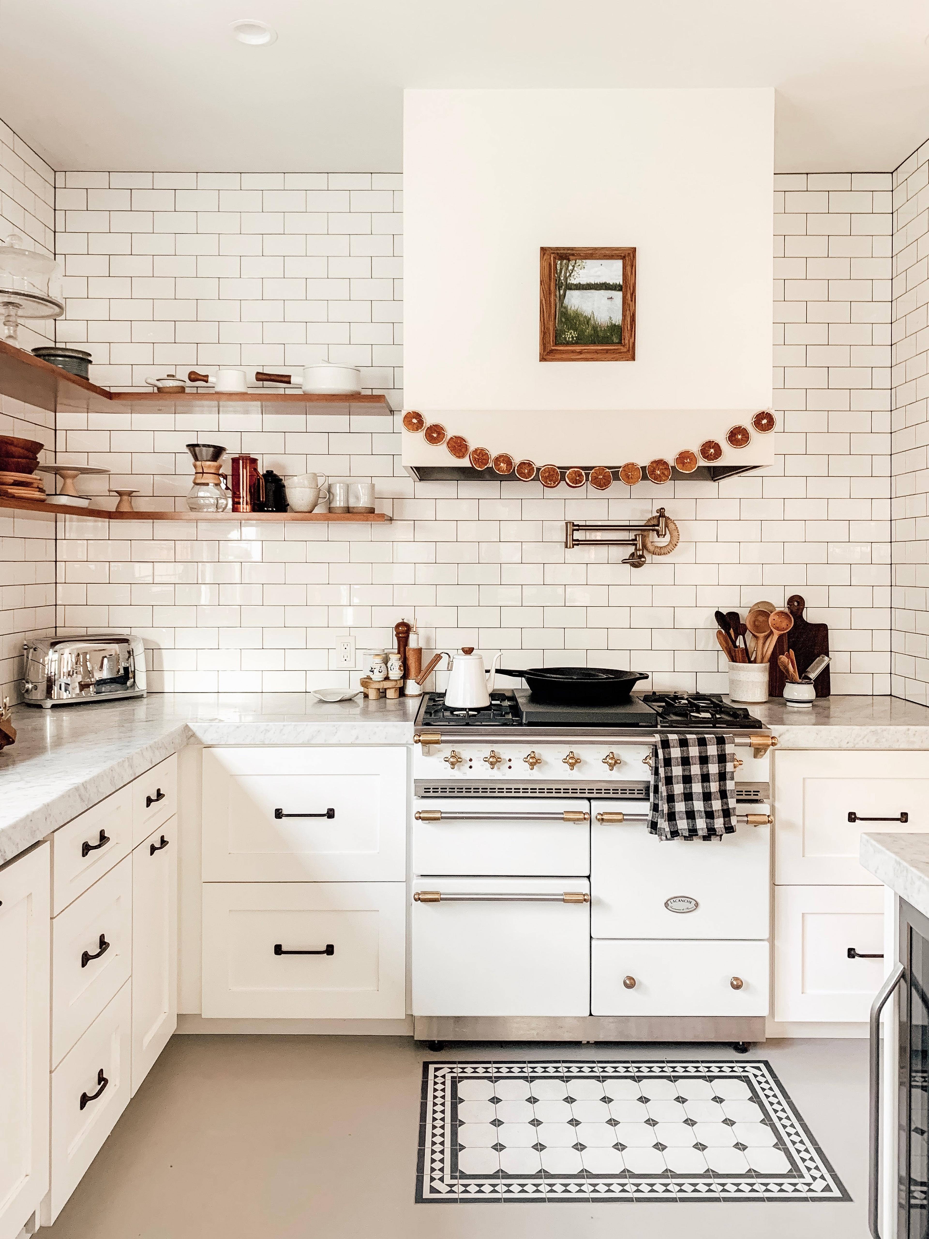 kitchen with white cabinets