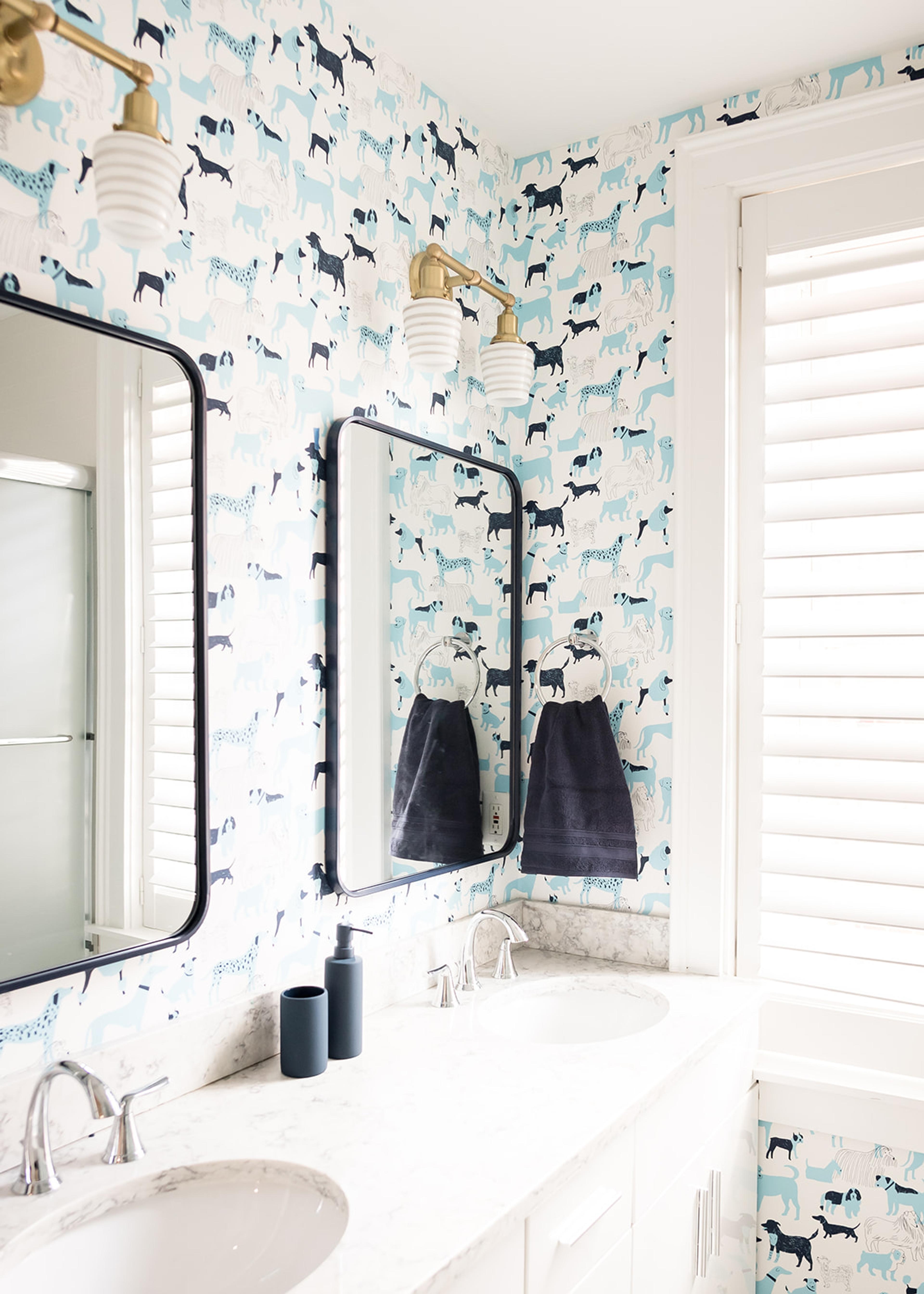 Colorful bathroom.