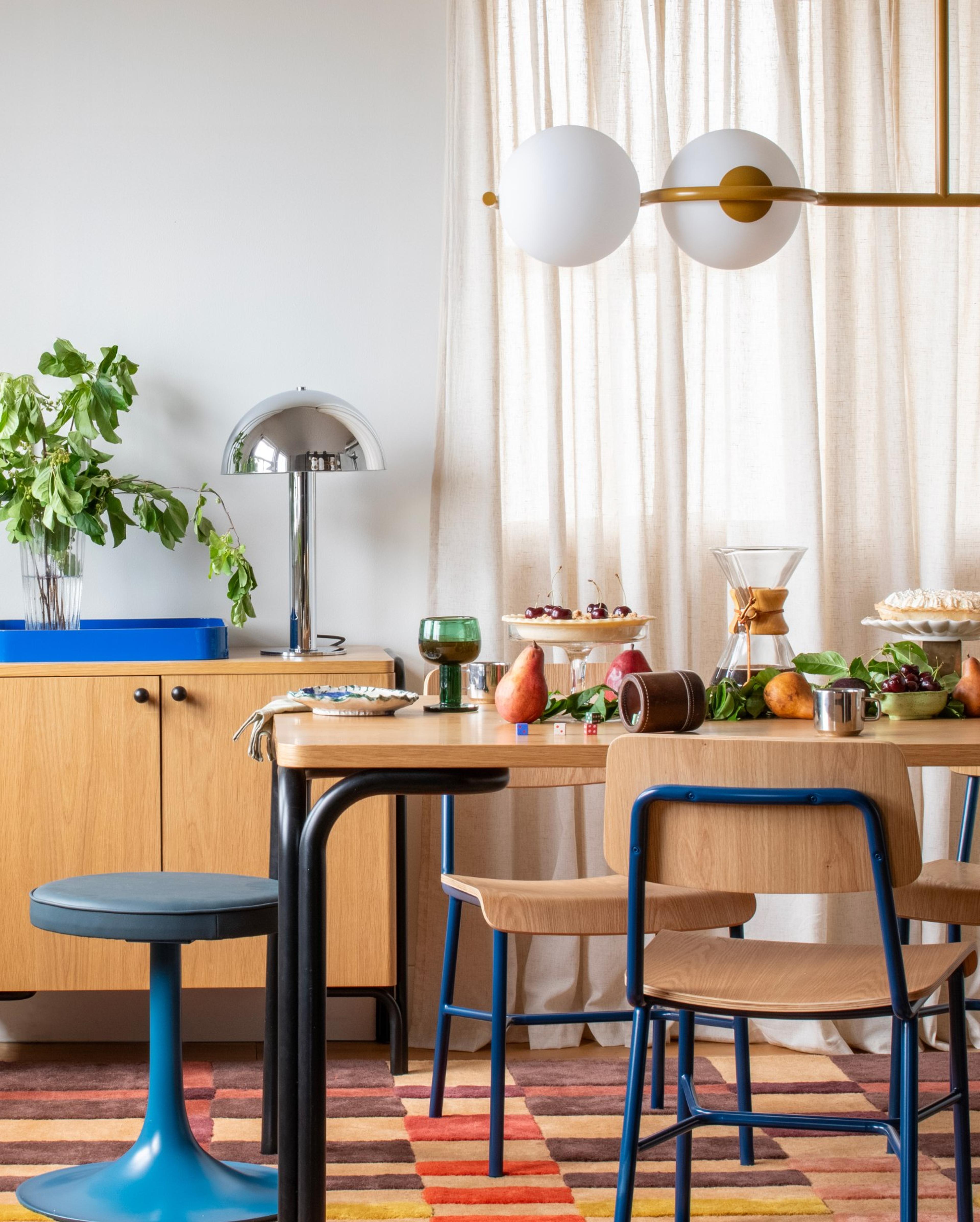 Colorful Dining Room with Forma Table and Cole Dining Chairs