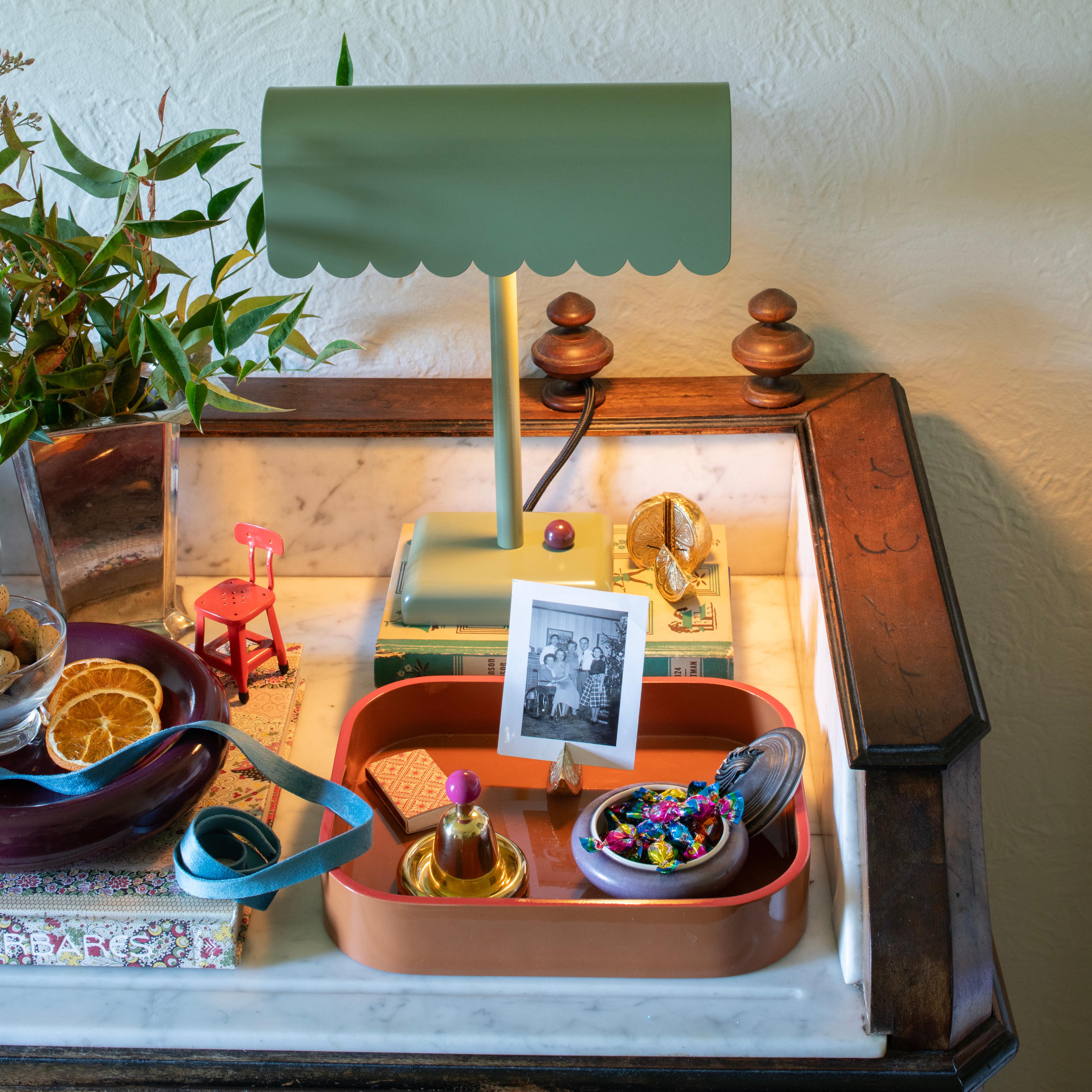 Tight shot of a styled holiday table.