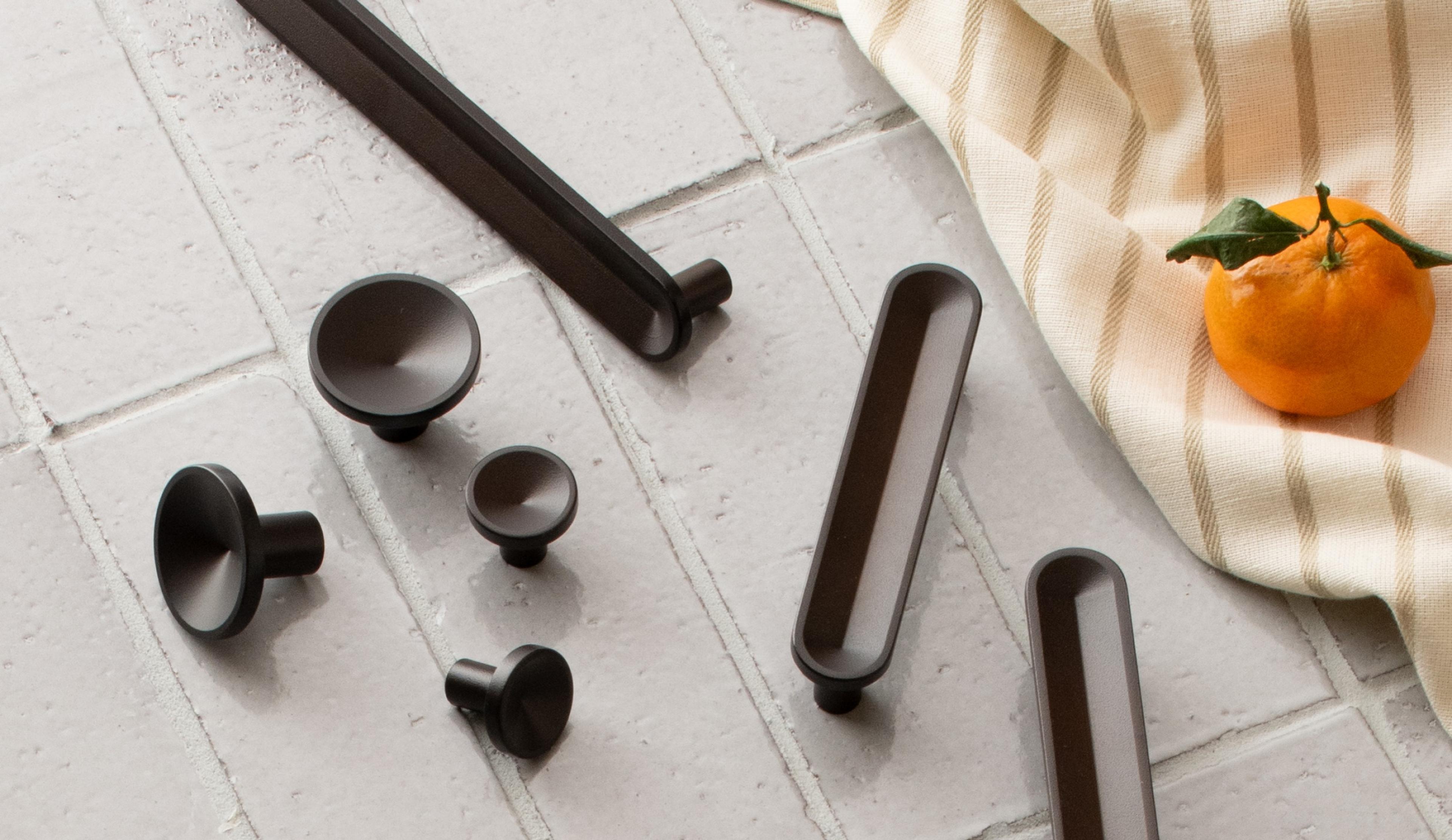Lay-flat image of hardware on tiled surface