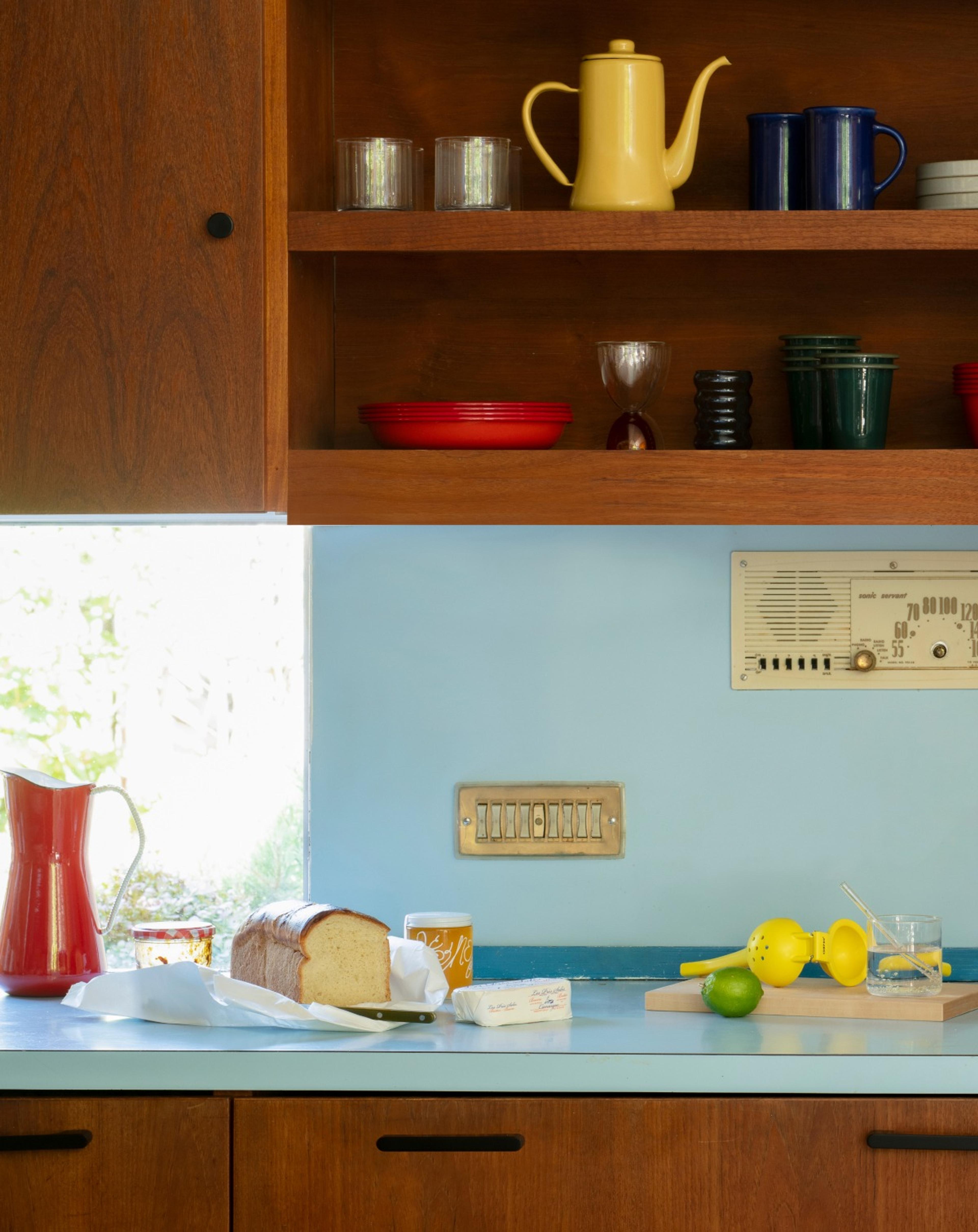 Vintage kitchen counter with breakfast items sitting out