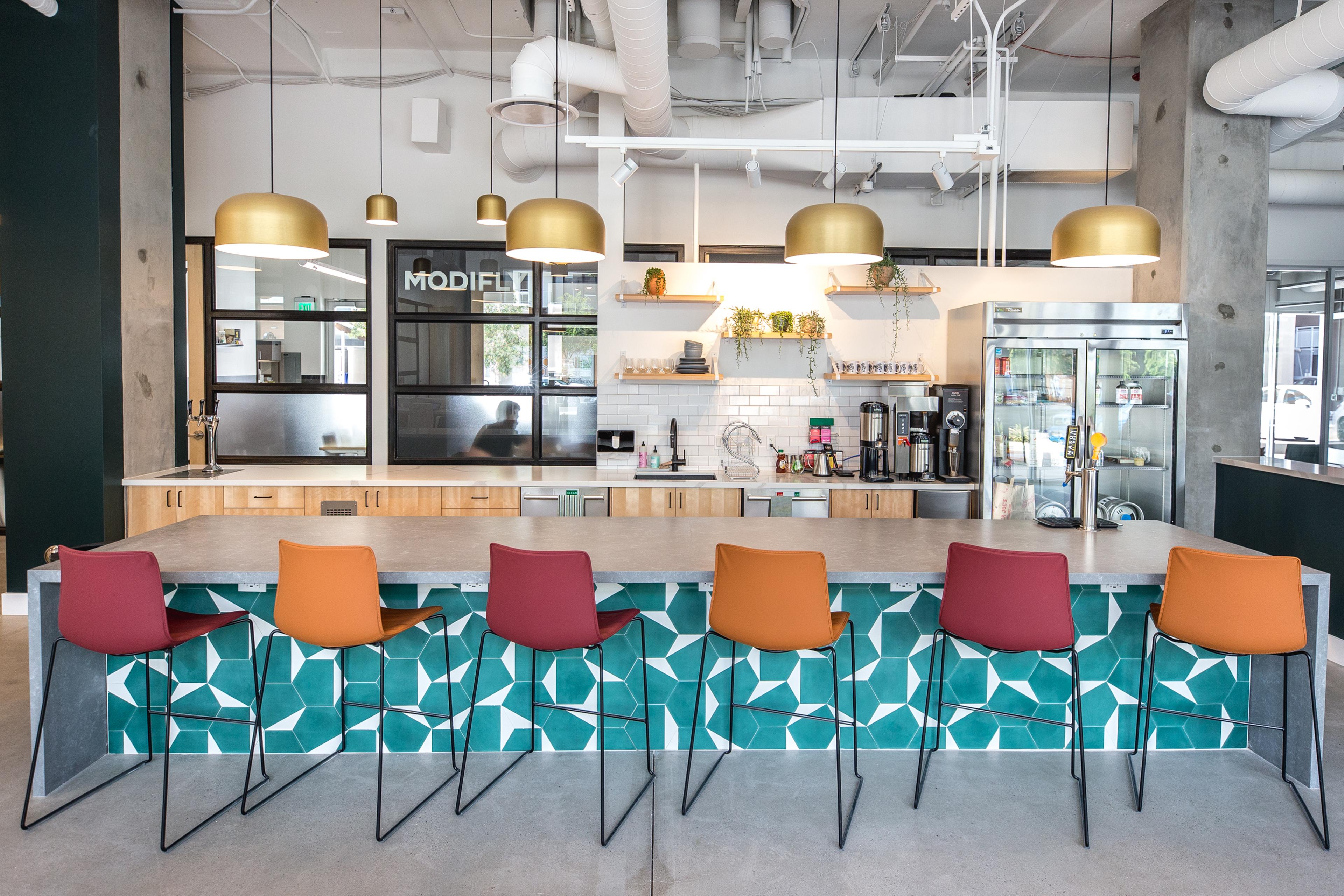 co working space with barstools