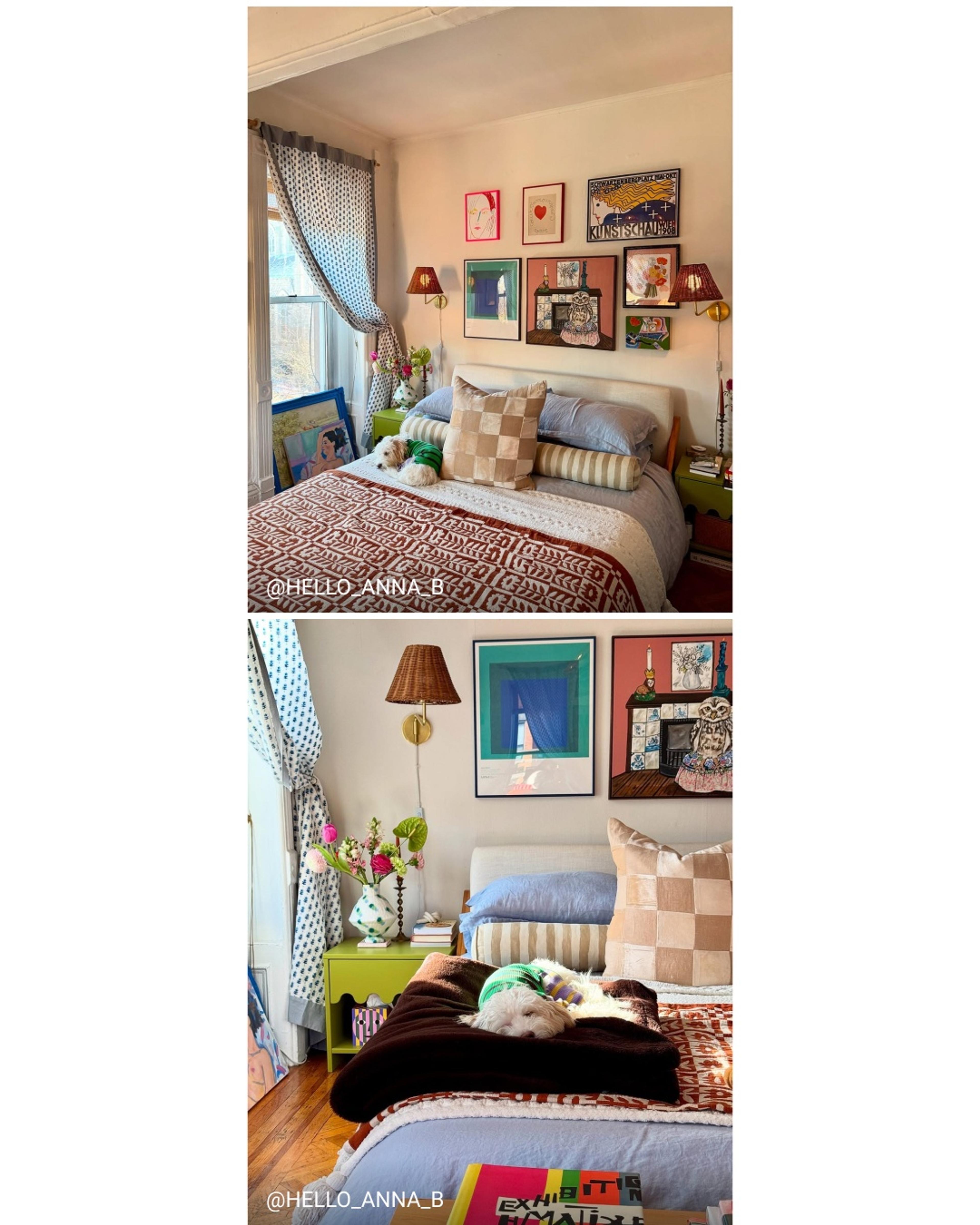 Funky, layered bedroom.
