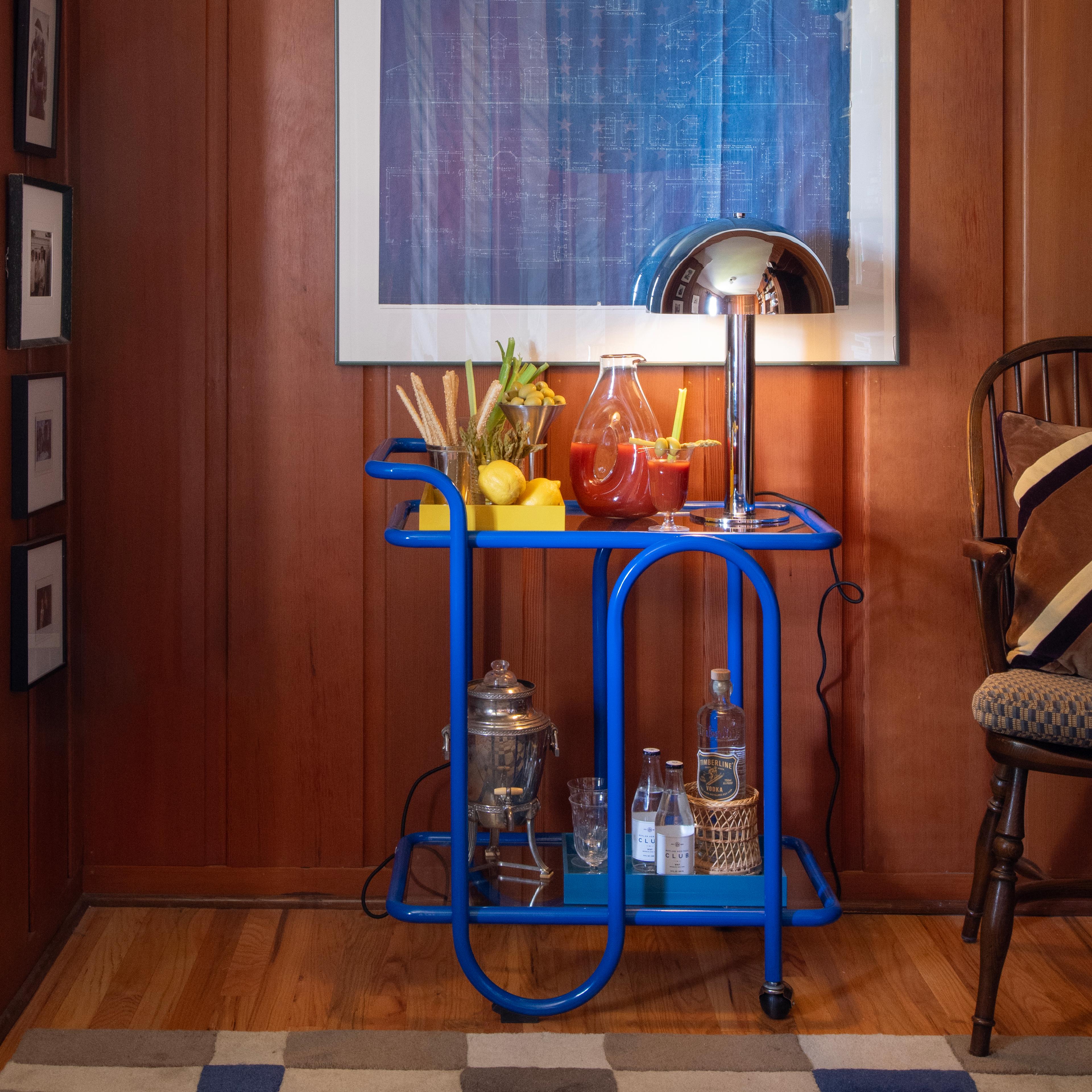 Styled bar cart.