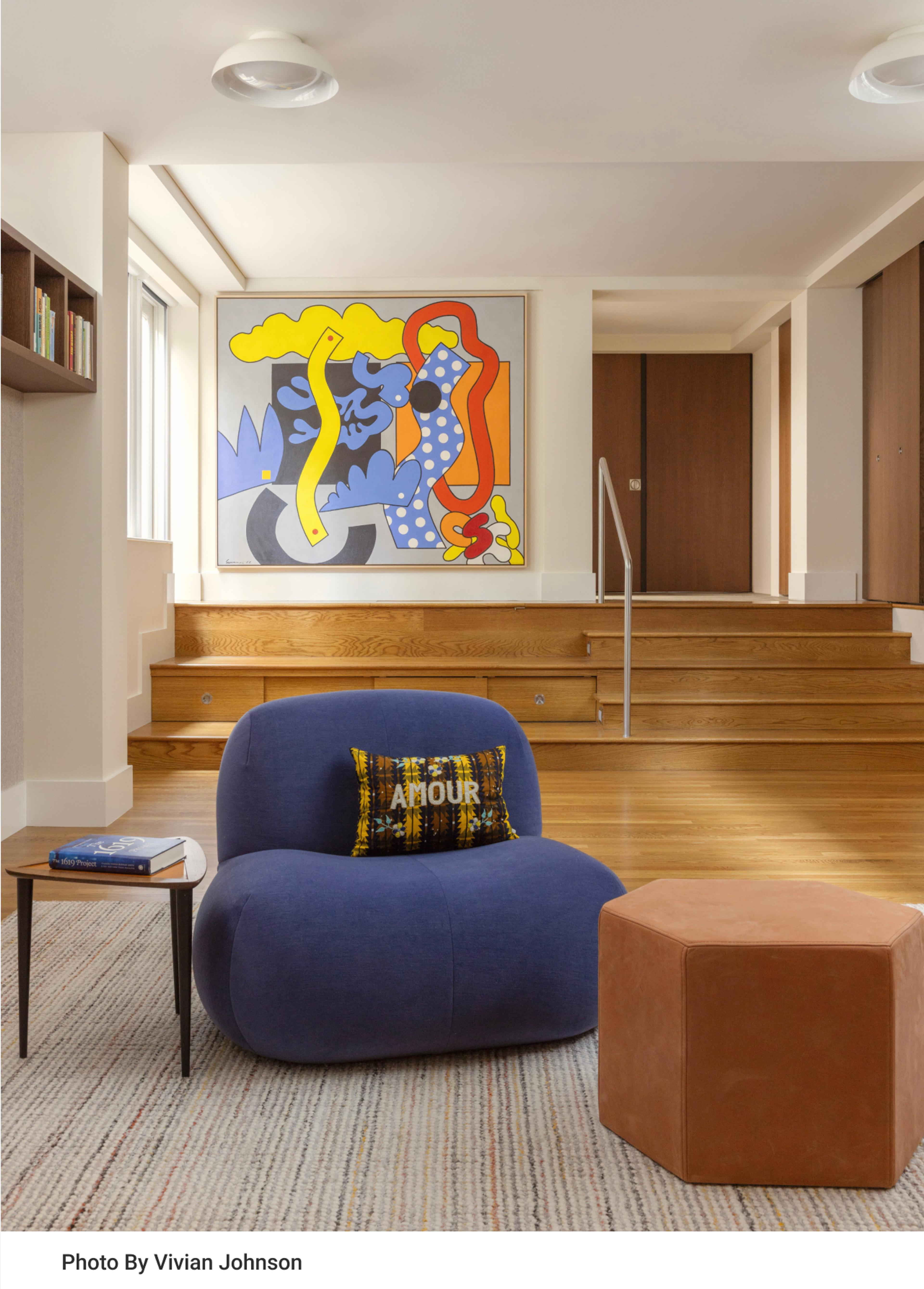 A colorful media room. 
